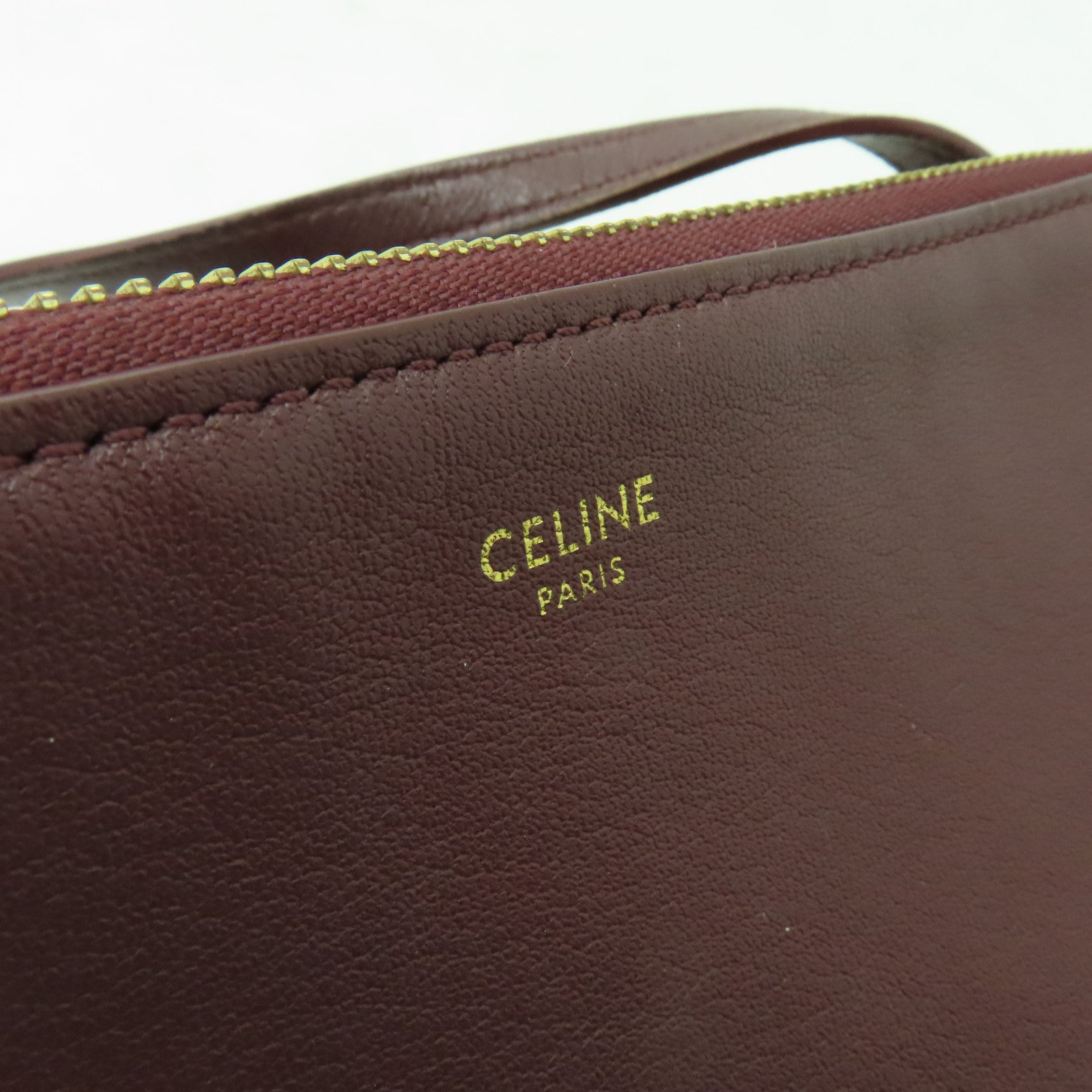 CELINE 牛皮皮革Trio Small金扣肩背袋啡色
