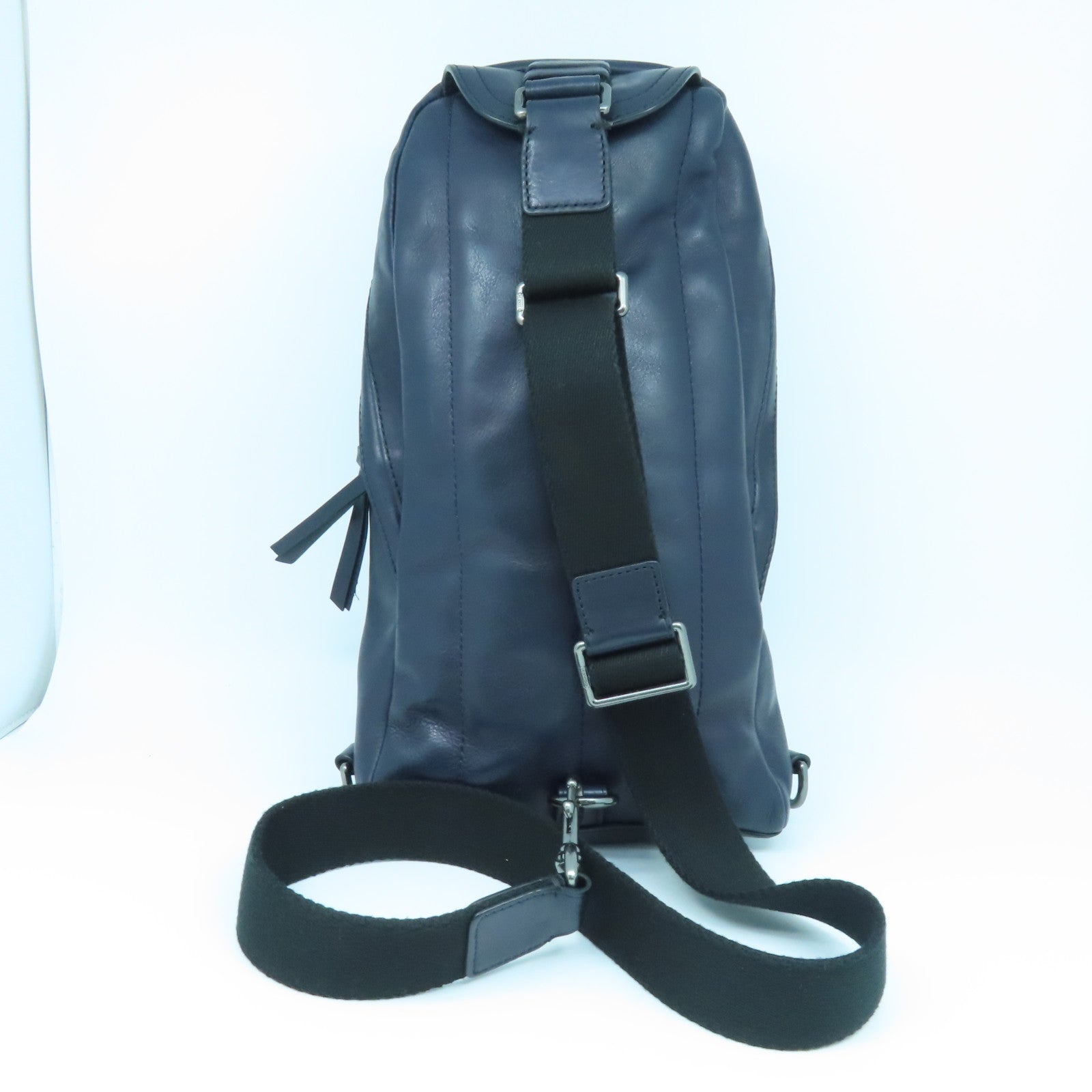 COACH 牛皮皮革Sling Pack Bag金扣/銀扣肩背袋藍色/黑色
