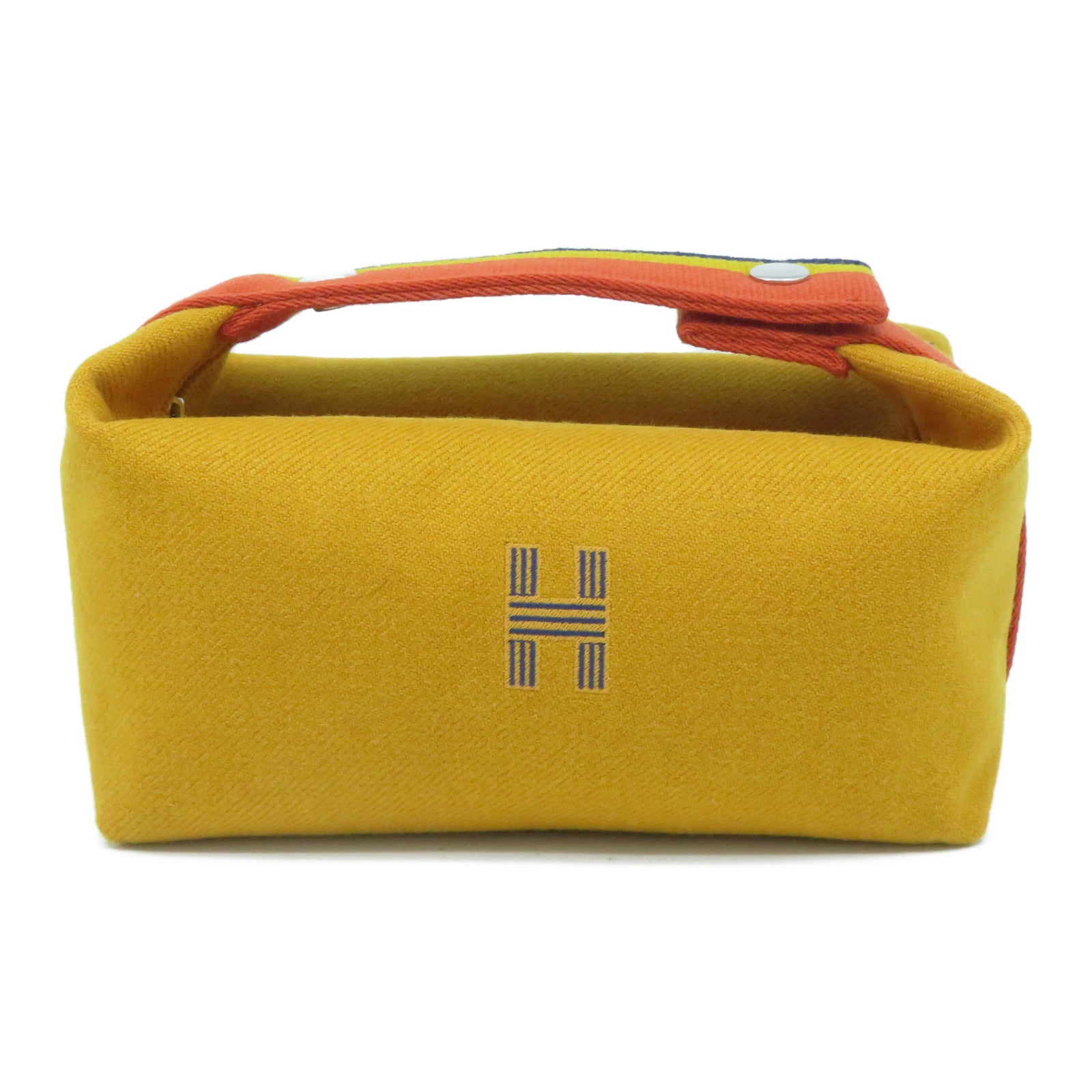 HERMES 帆布Bride-a-Brac銀扣手挽袋橙色