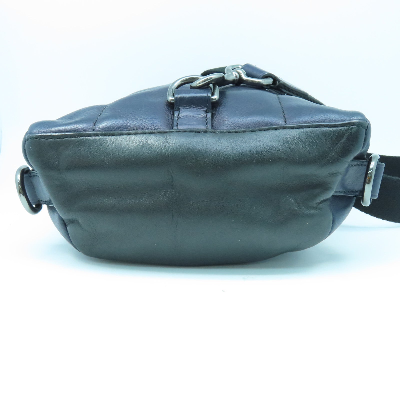 COACH 牛皮皮革Sling Pack Bag金扣/銀扣肩背袋藍色/黑色