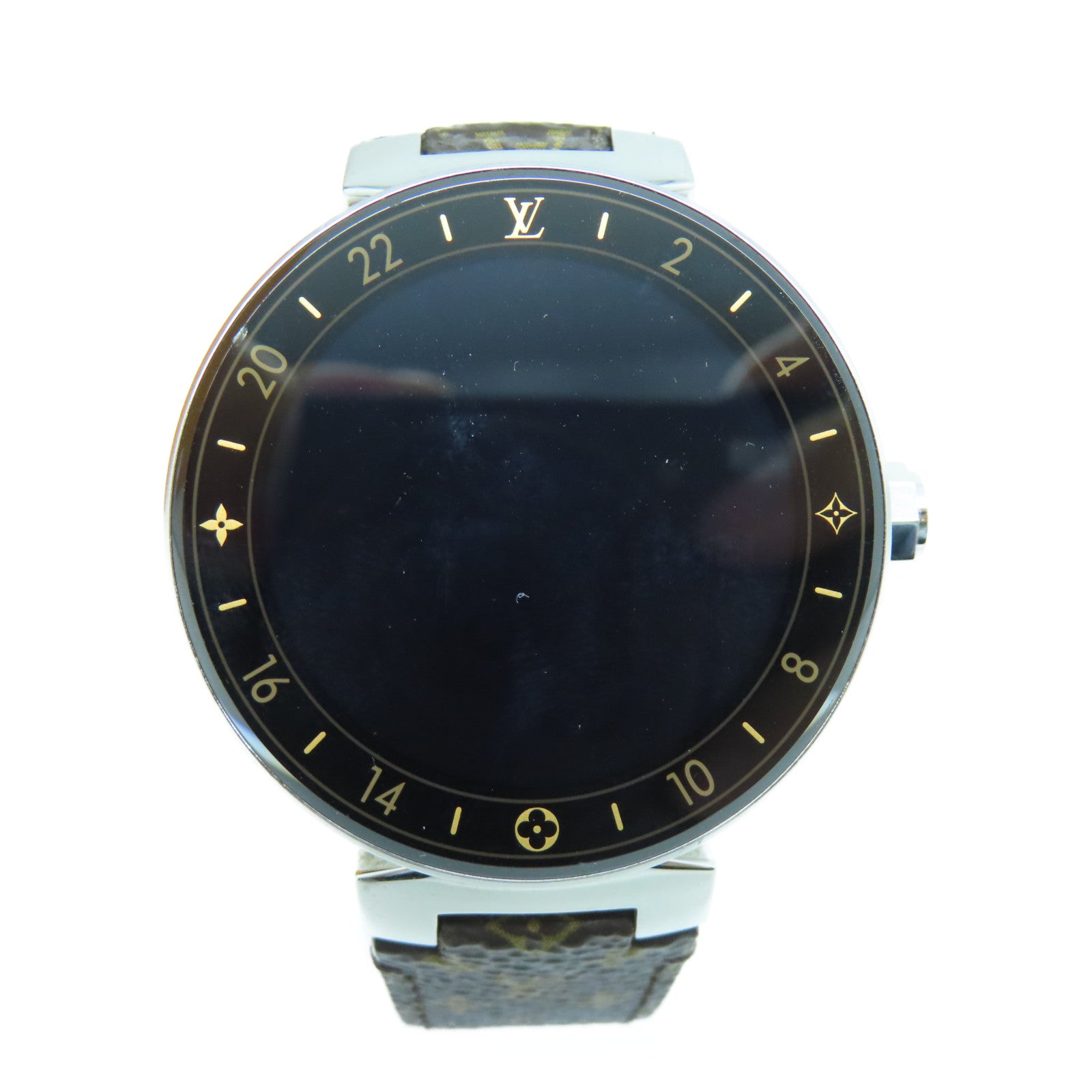 LOUIS VUITTON 【激減優惠】Tambour Horizon不鏽鋼/Monogram電子手錶黑色
