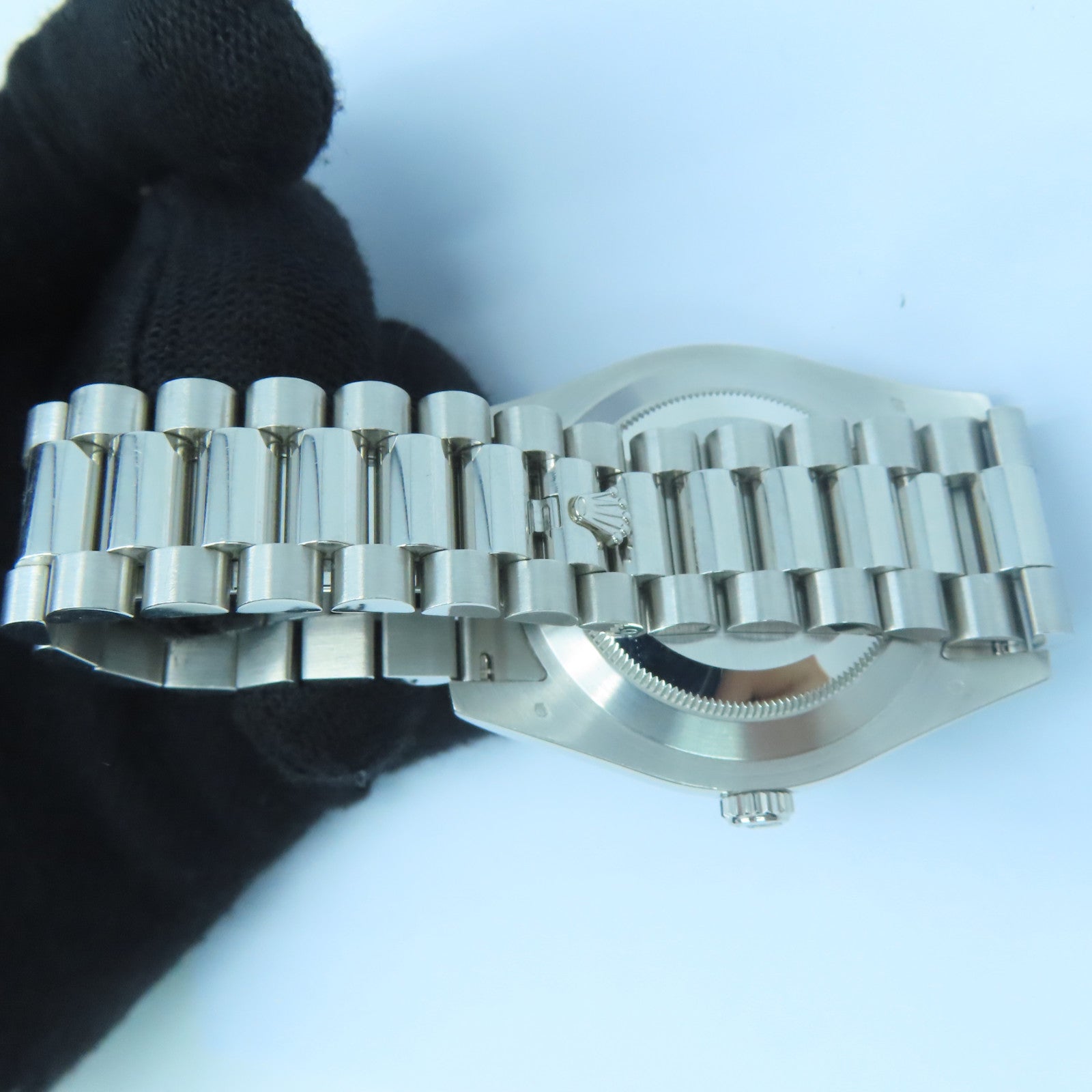 ROLEX Day-Date II白金自動機芯手錶淺藍色