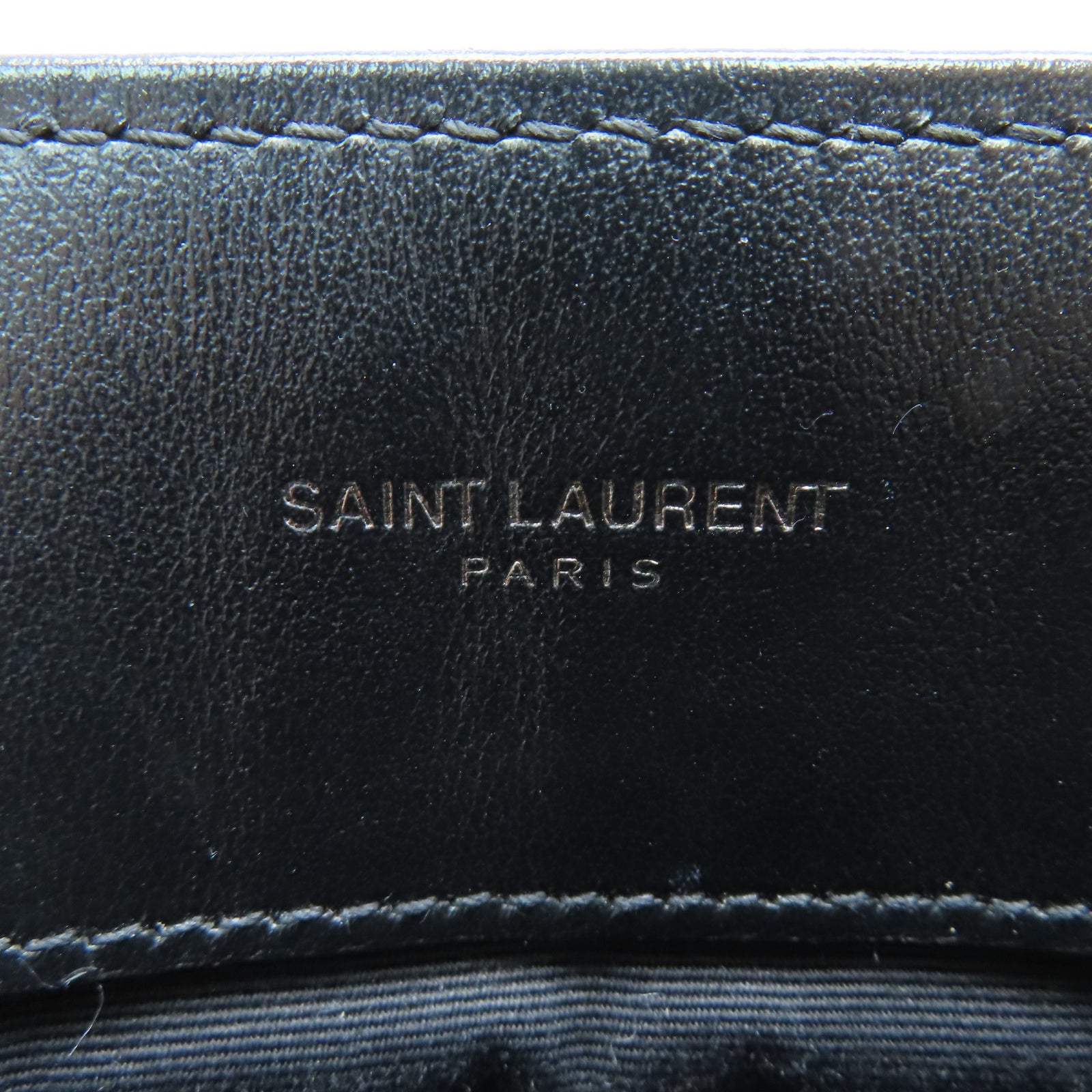 SAINT LAURENT 斜紋牛皮皮革Loulou銀扣肩背袋黑色