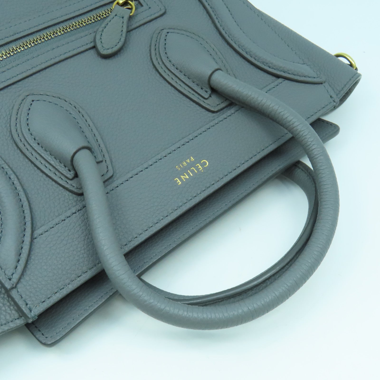 CELINE 【激減優惠】牛皮皮革Nano Luggage金扣手挽肩背兩用袋灰色