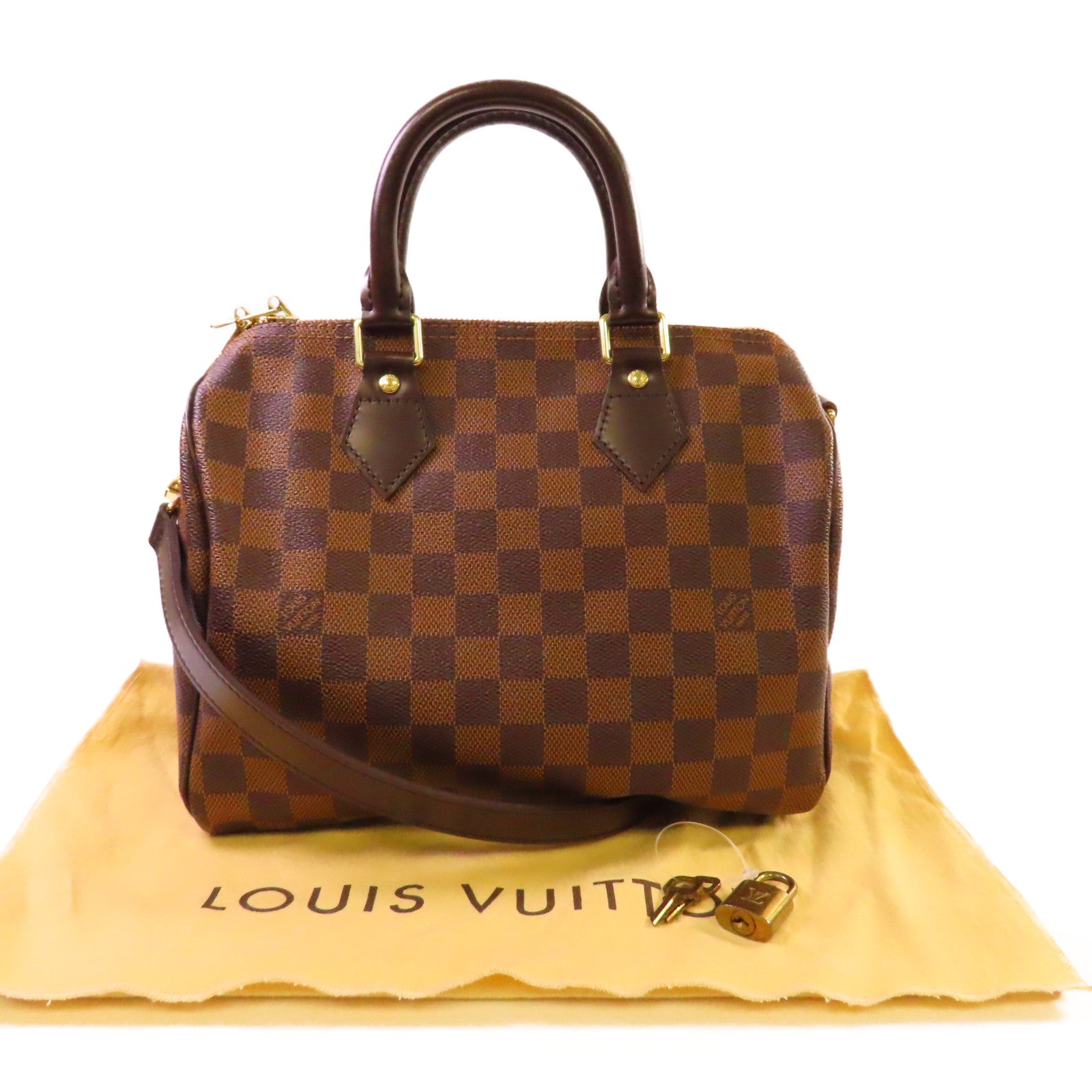 LOUIS VUITTON Damier Speedy Bandouliere 25 2Way Shoulder Bag金扣手挽肩背兩用袋啡色
