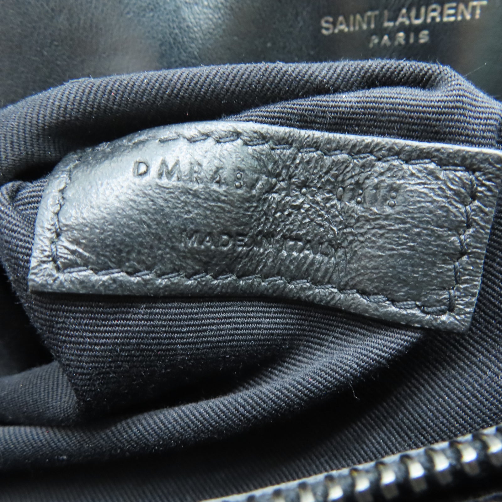 SAINT LAURENT 斜紋牛皮皮革Loulou銀扣肩背袋黑色