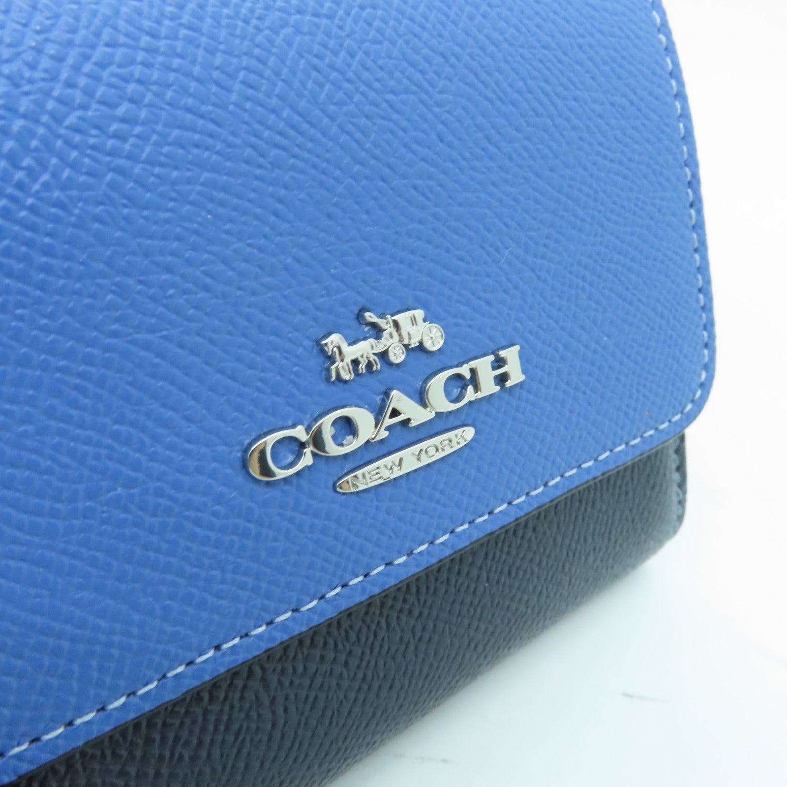 COACH 涂层帆布Wallet银扣钱包黑色蓝色