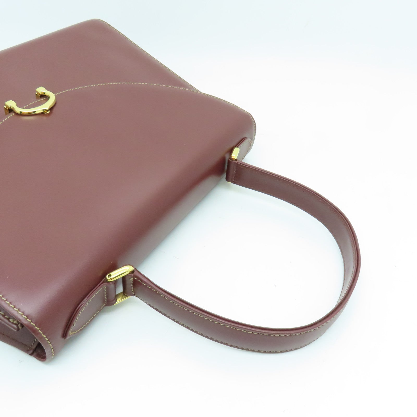 CARTIER 【激減優惠】牛皮皮革Handbag金扣手挽袋紅色