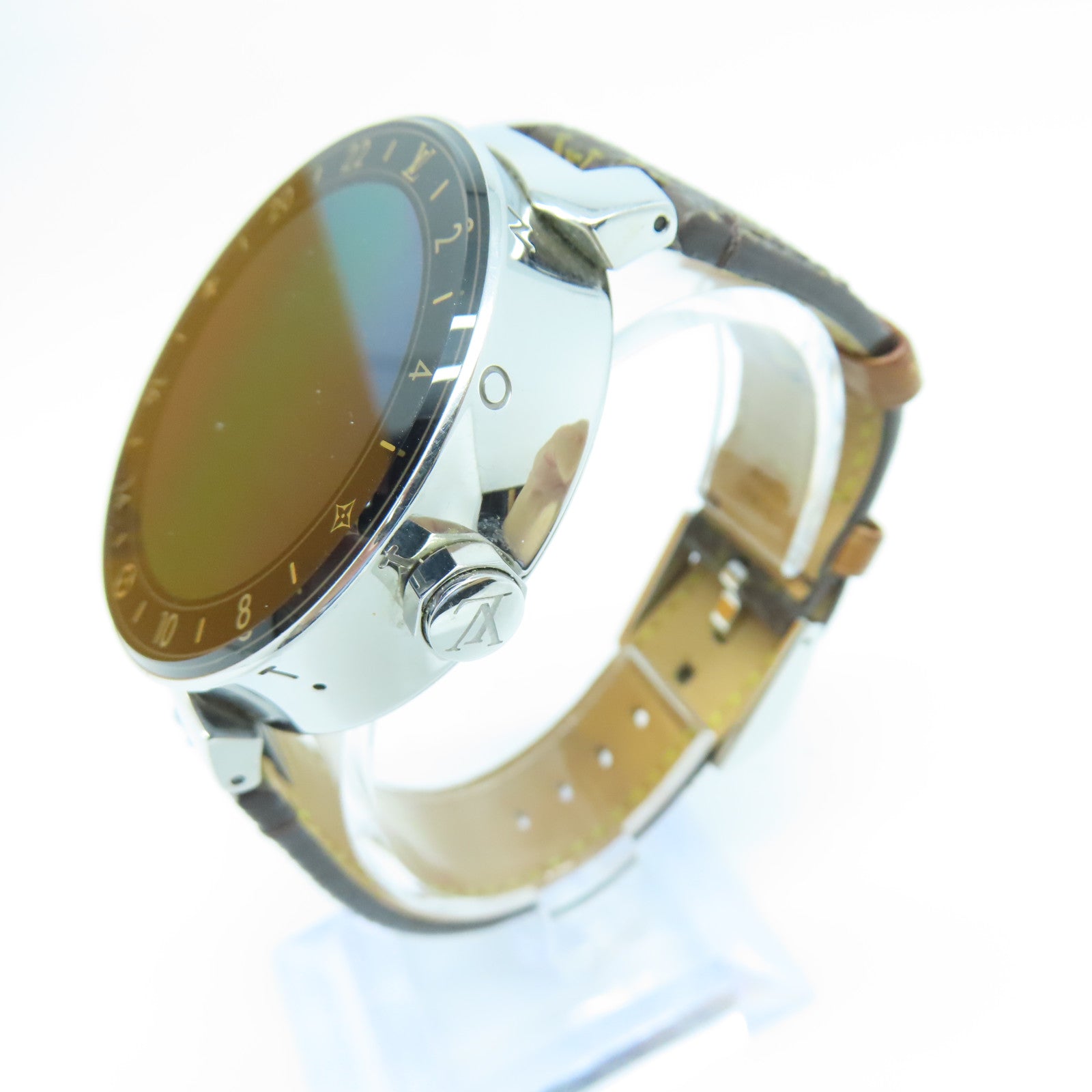 LOUIS VUITTON 【激減優惠】Tambour Horizon不鏽鋼/Monogram電子手錶黑色