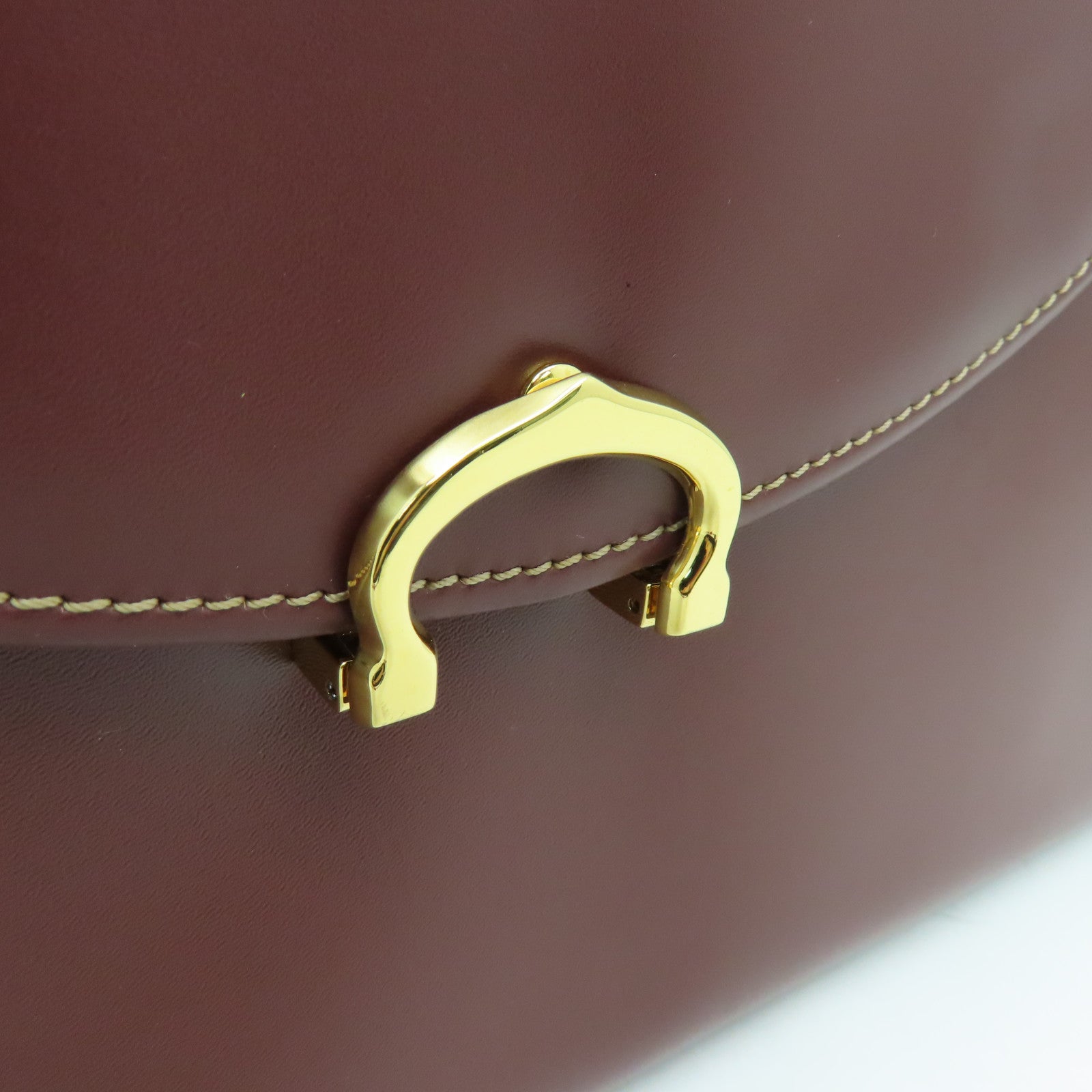 CARTIER 【激減優惠】牛皮皮革Handbag金扣手挽袋紅色