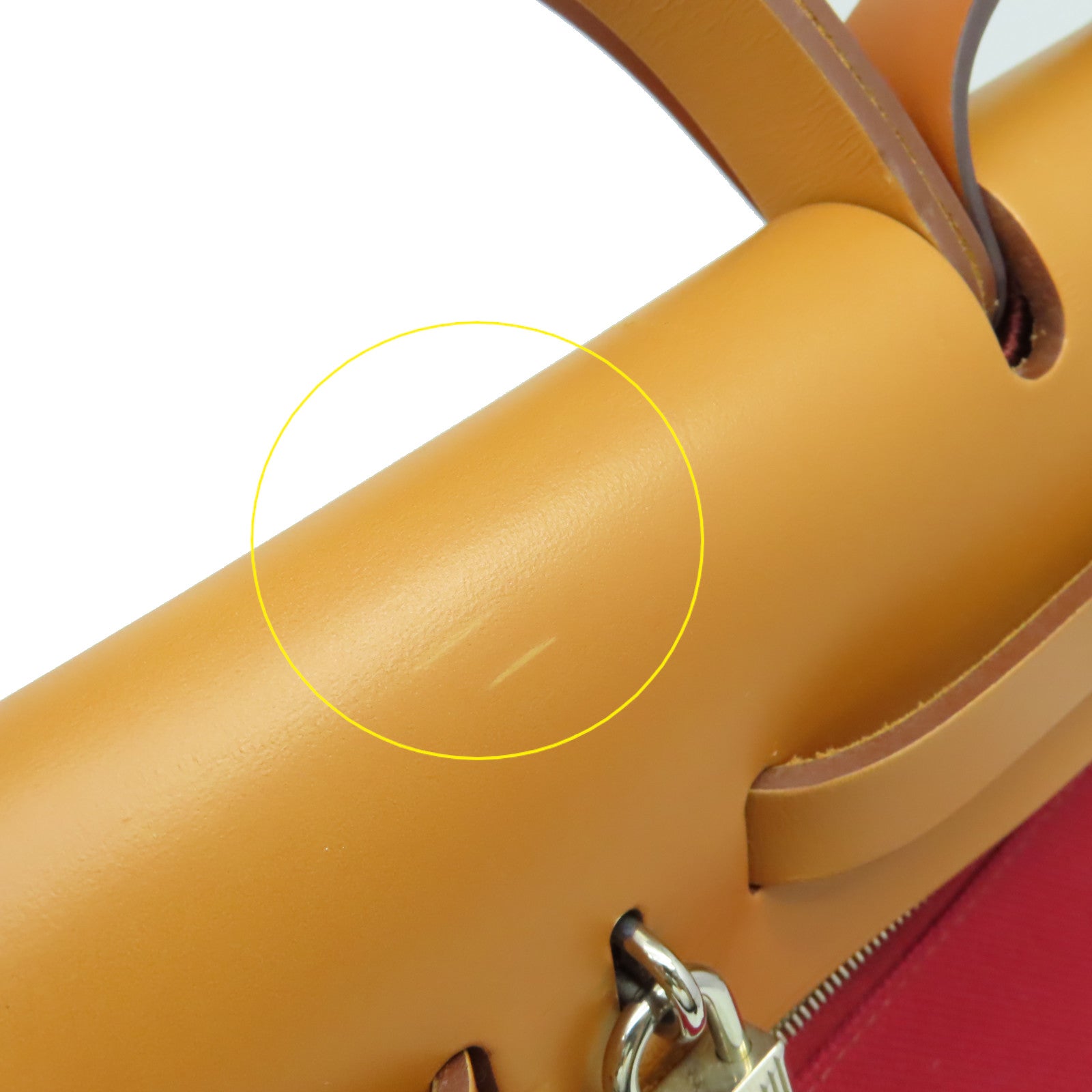 HERMES 帆布Herbag PM 2Way Shoulder Bag銀扣手挽肩背兩用袋酒紅色