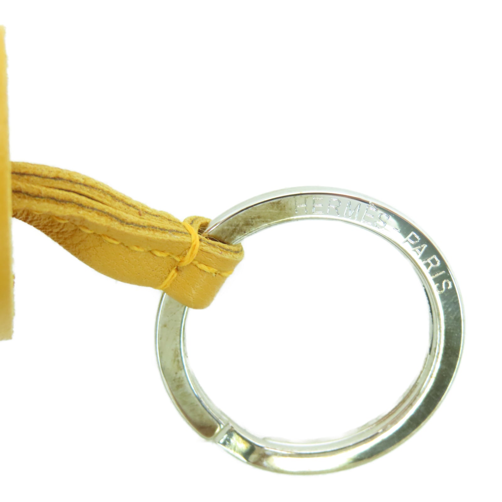 HERMES Swift Leather Carmen Silver Buckle Charm Yellow