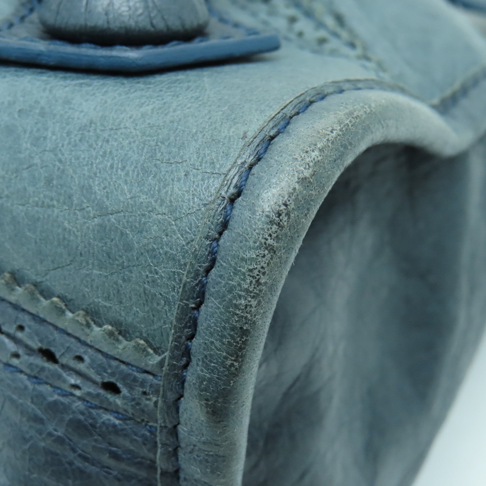 BALENCIAGA 牛皮皮革Giant City銀扣手挽肩背兩用袋藍色
