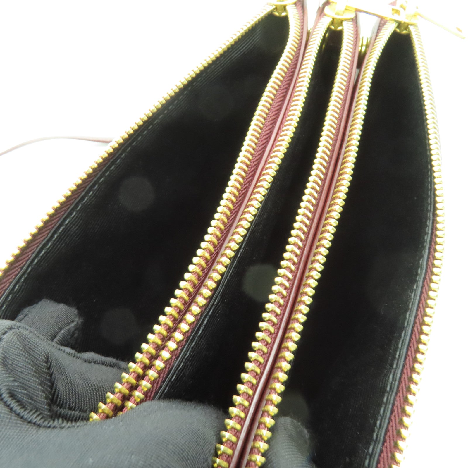 CELINE 牛皮皮革Trio Small金扣肩背袋啡色