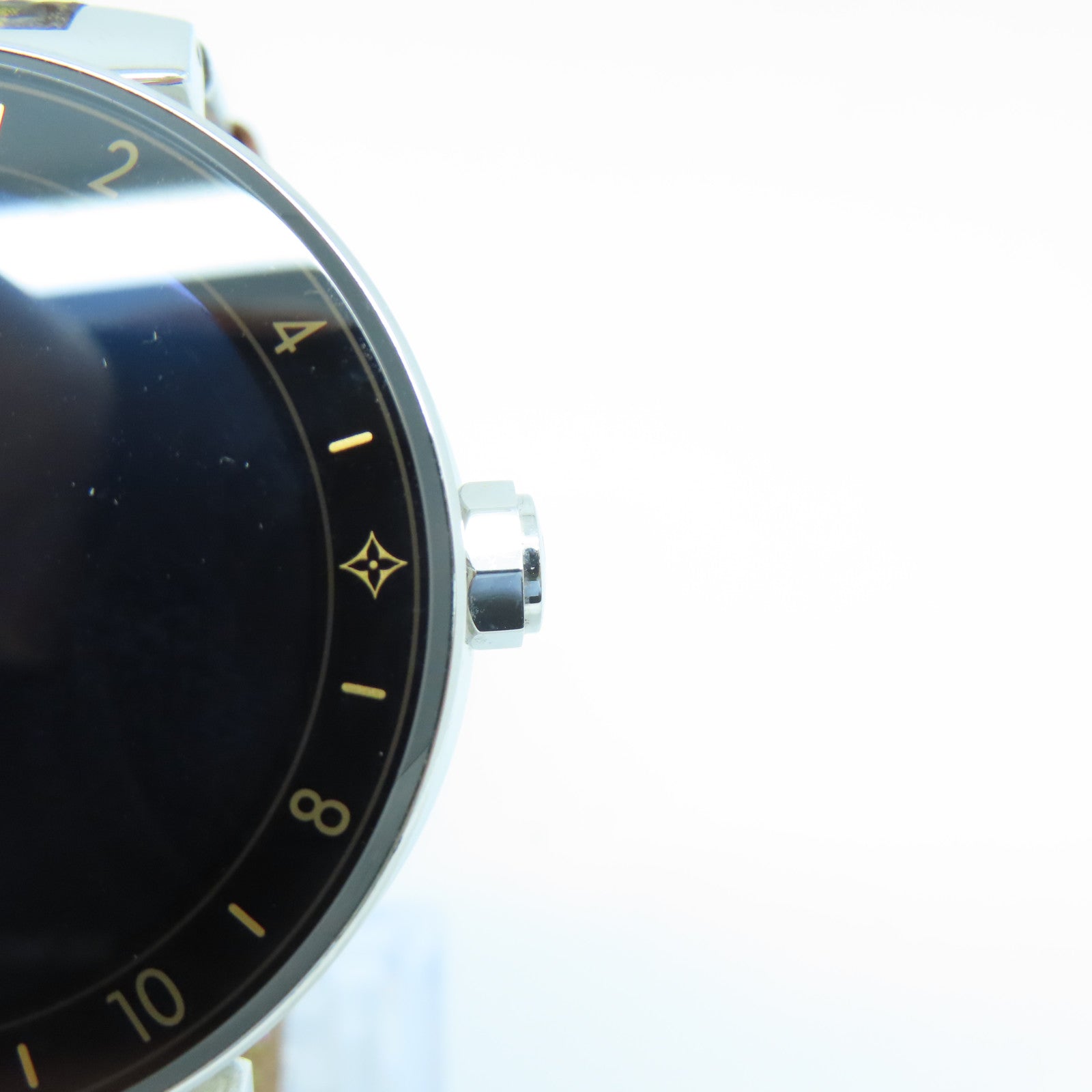 LOUIS VUITTON 【激減優惠】Tambour Horizon不鏽鋼/Monogram電子手錶黑色