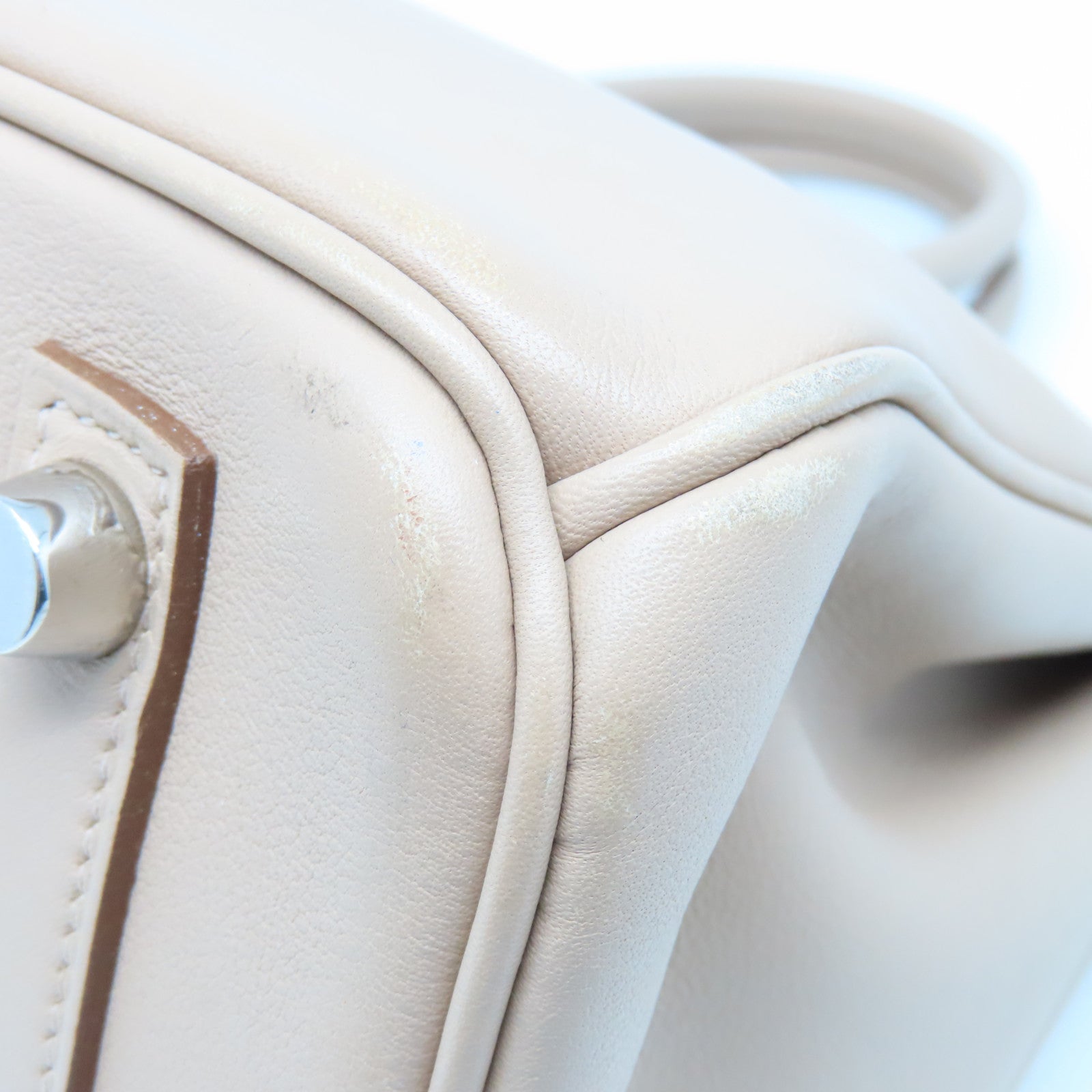 HERMES Swift皮革Birkin 25銀扣手挽袋Trench米色