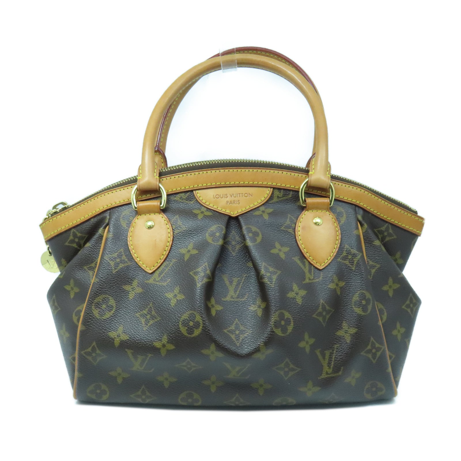 LOUIS VUITTON Monogram Tivoli PM Gold Buckle Handle Bag Brown