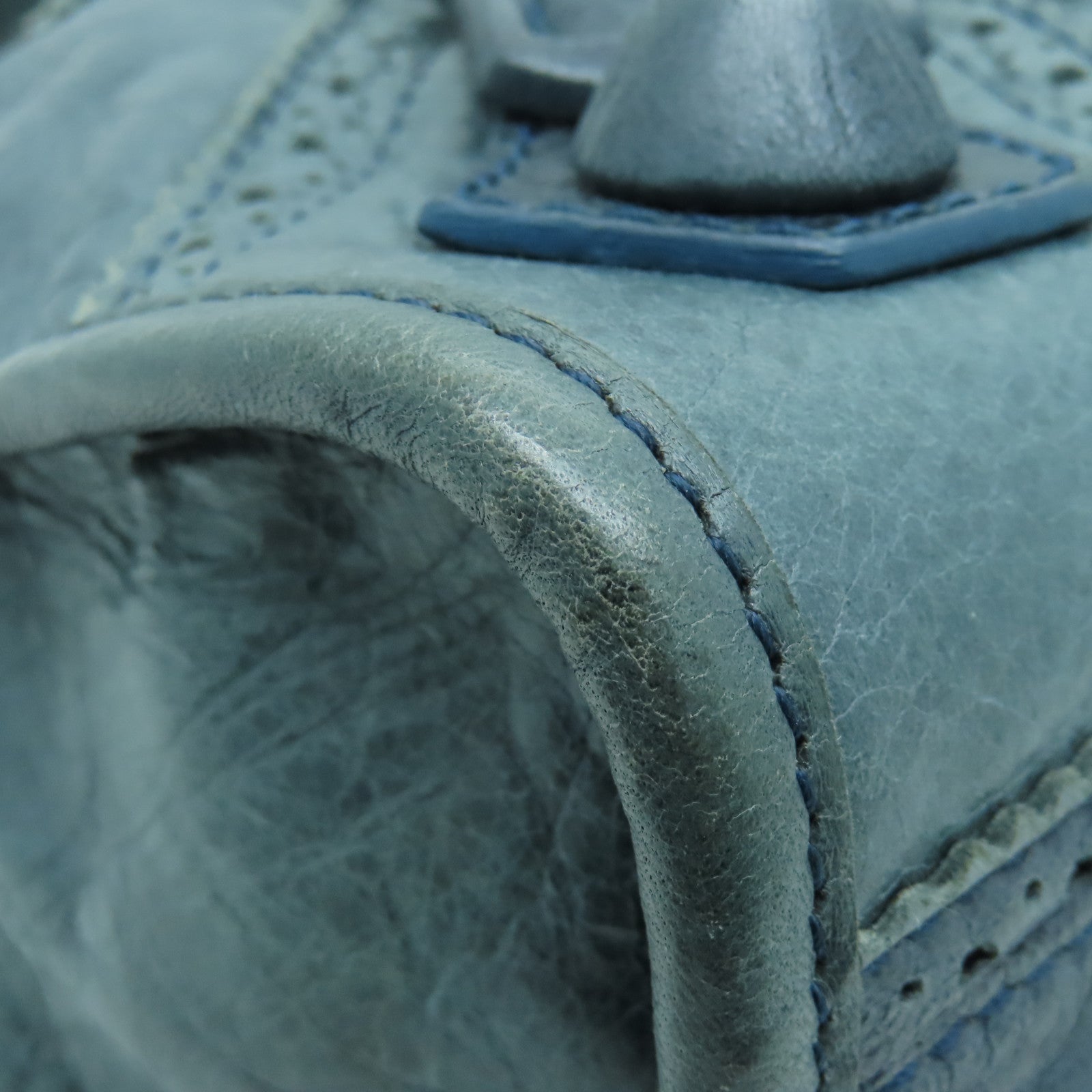 BALENCIAGA 牛皮皮革Giant City銀扣手挽肩背兩用袋藍色
