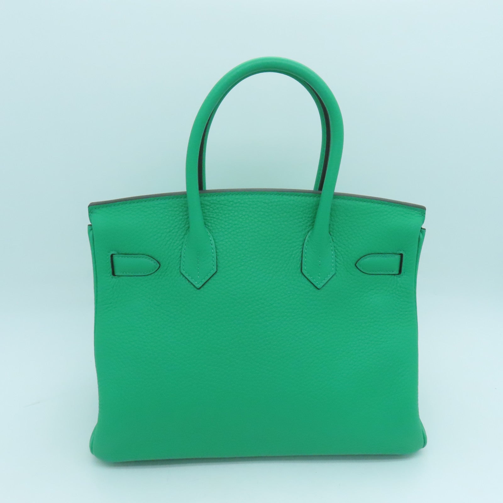 HERMES Clemence皮革Birkin 30 Hand Bag金扣手提包绿色6W
