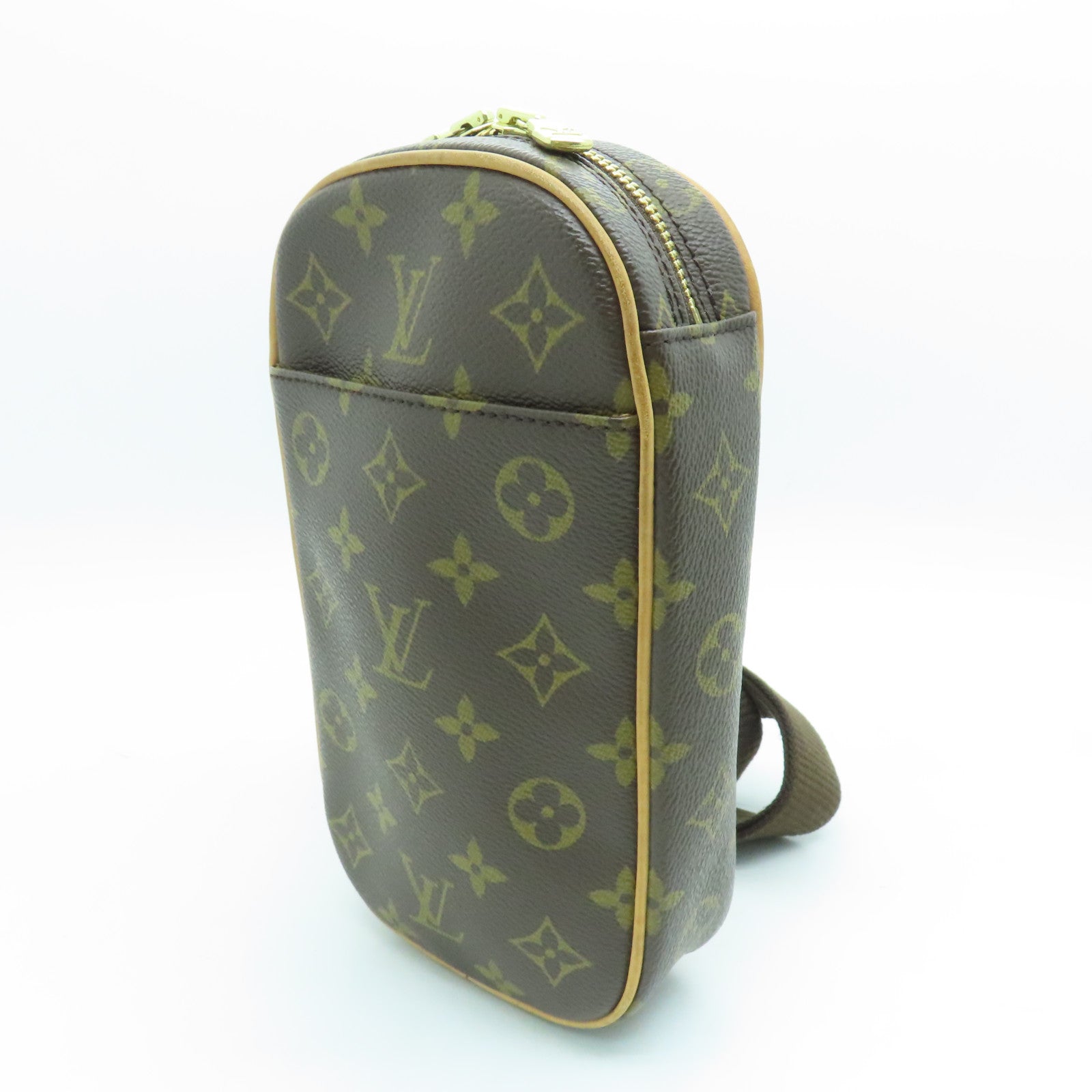 LOUIS VUITTON Monogram Pochette Gange金扣腰包/肩背袋/啡色