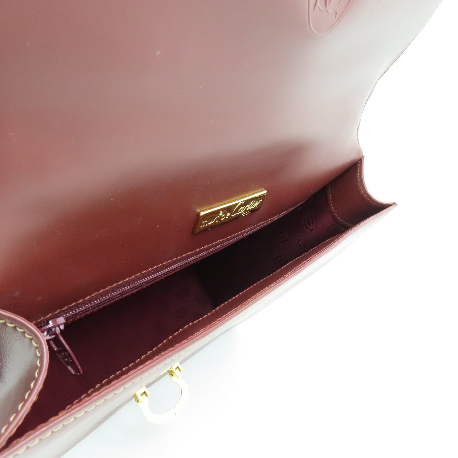 CARTIER 【激減優惠】牛皮皮革Handbag金扣手挽袋紅色