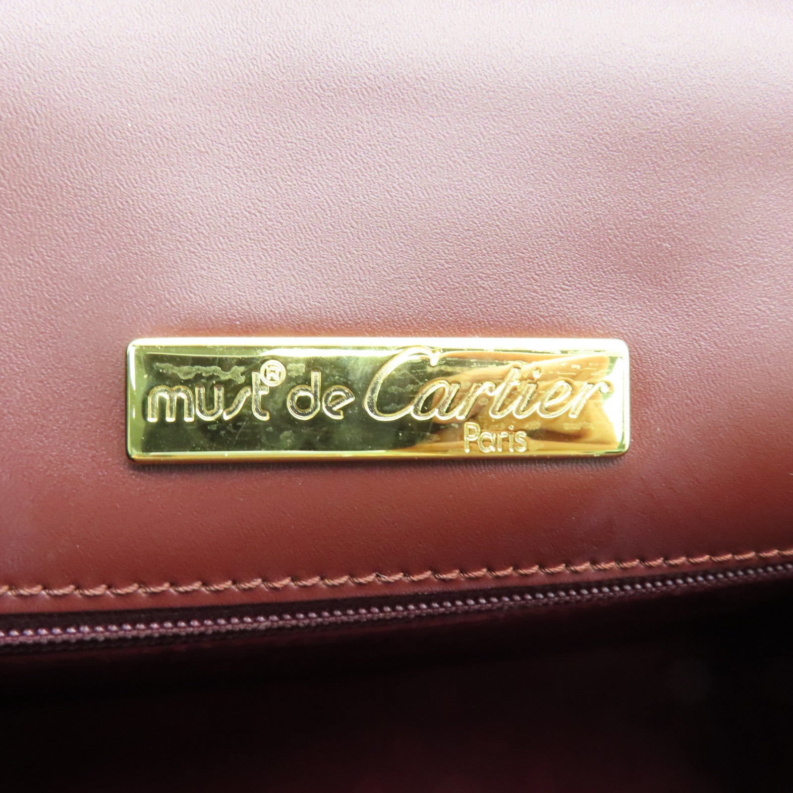 CARTIER 【激減優惠】牛皮皮革Handbag金扣手挽袋紅色