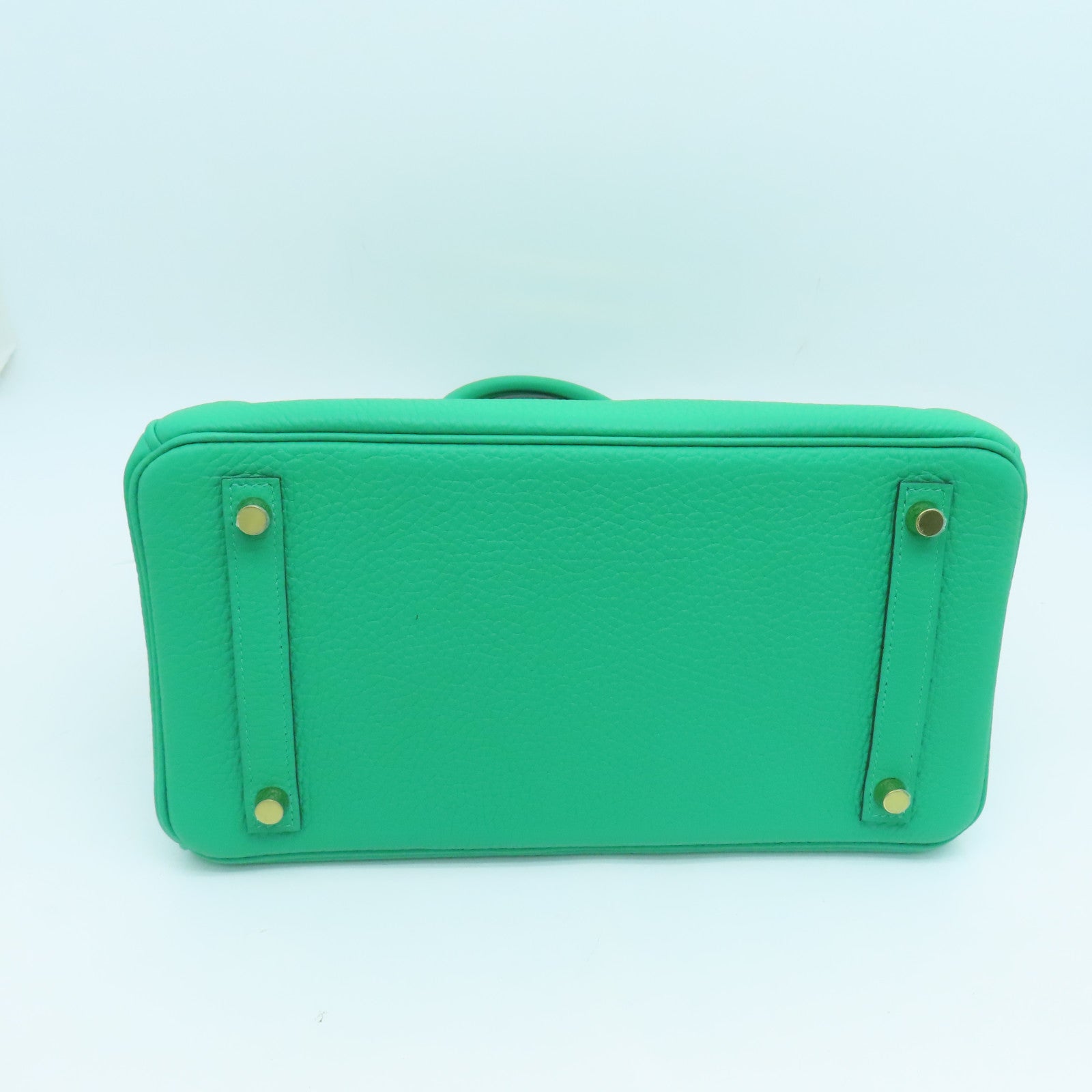 HERMES Clemence皮革Birkin 30 Hand Bag金扣手提包绿色6W
