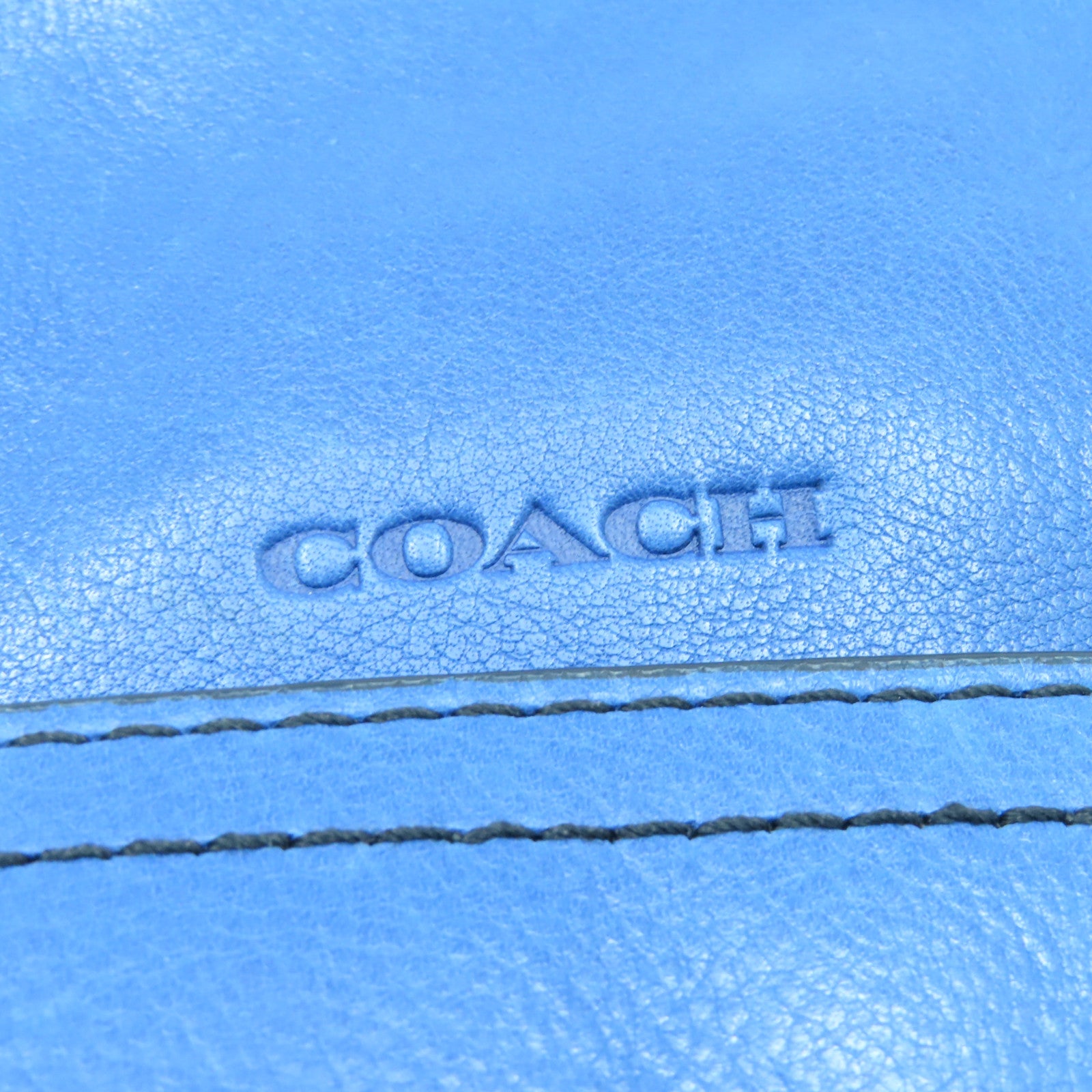 COACH 牛皮皮革Sling Pack Bag金扣/銀扣肩背袋藍色/黑色