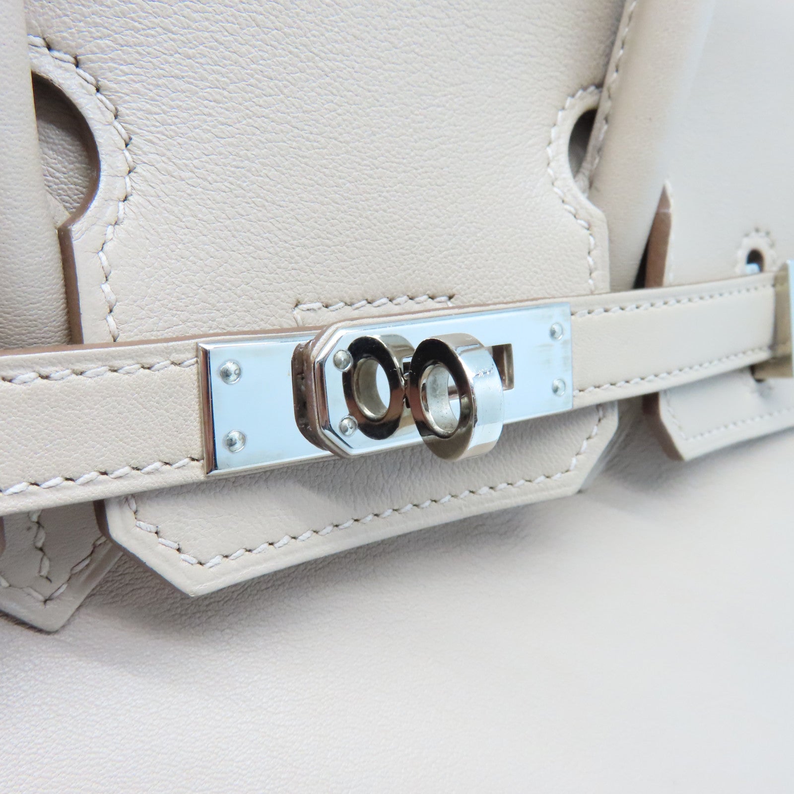 HERMES Swift皮革Birkin 25銀扣手挽袋Trench米色