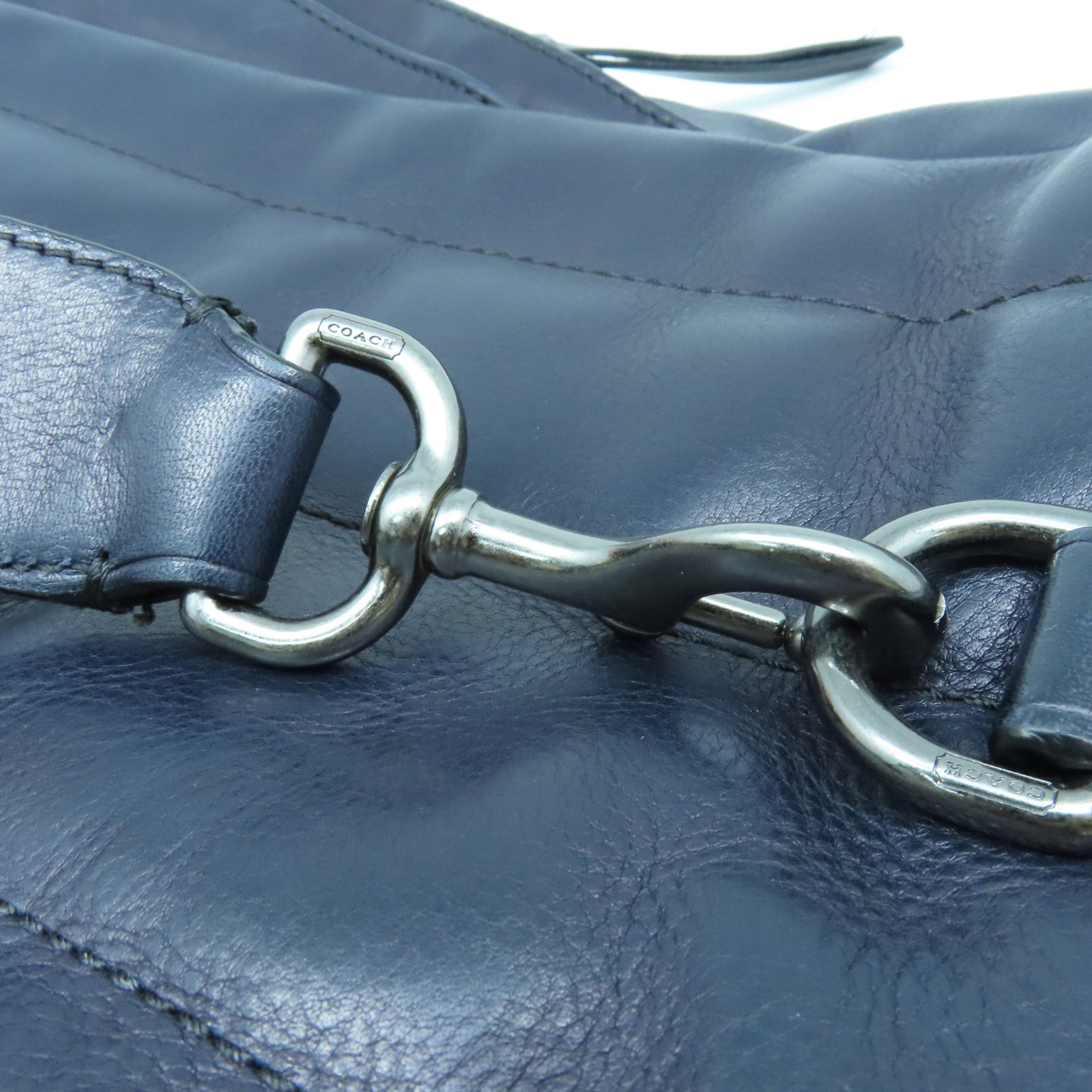 COACH 牛皮皮革Sling Pack Bag金扣/銀扣肩背袋藍色/黑色