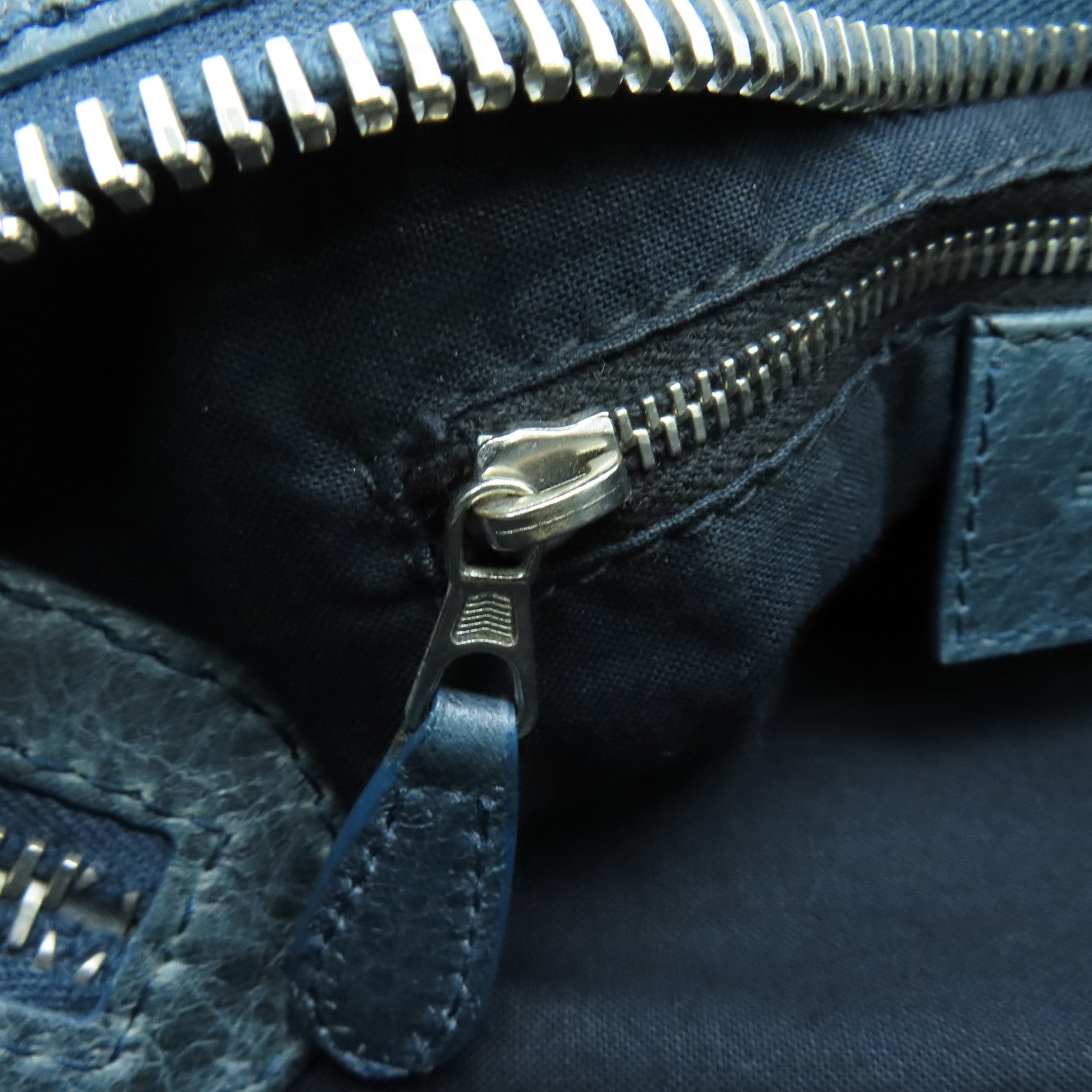 BALENCIAGA 牛皮皮革Giant City銀扣手挽肩背兩用袋藍色