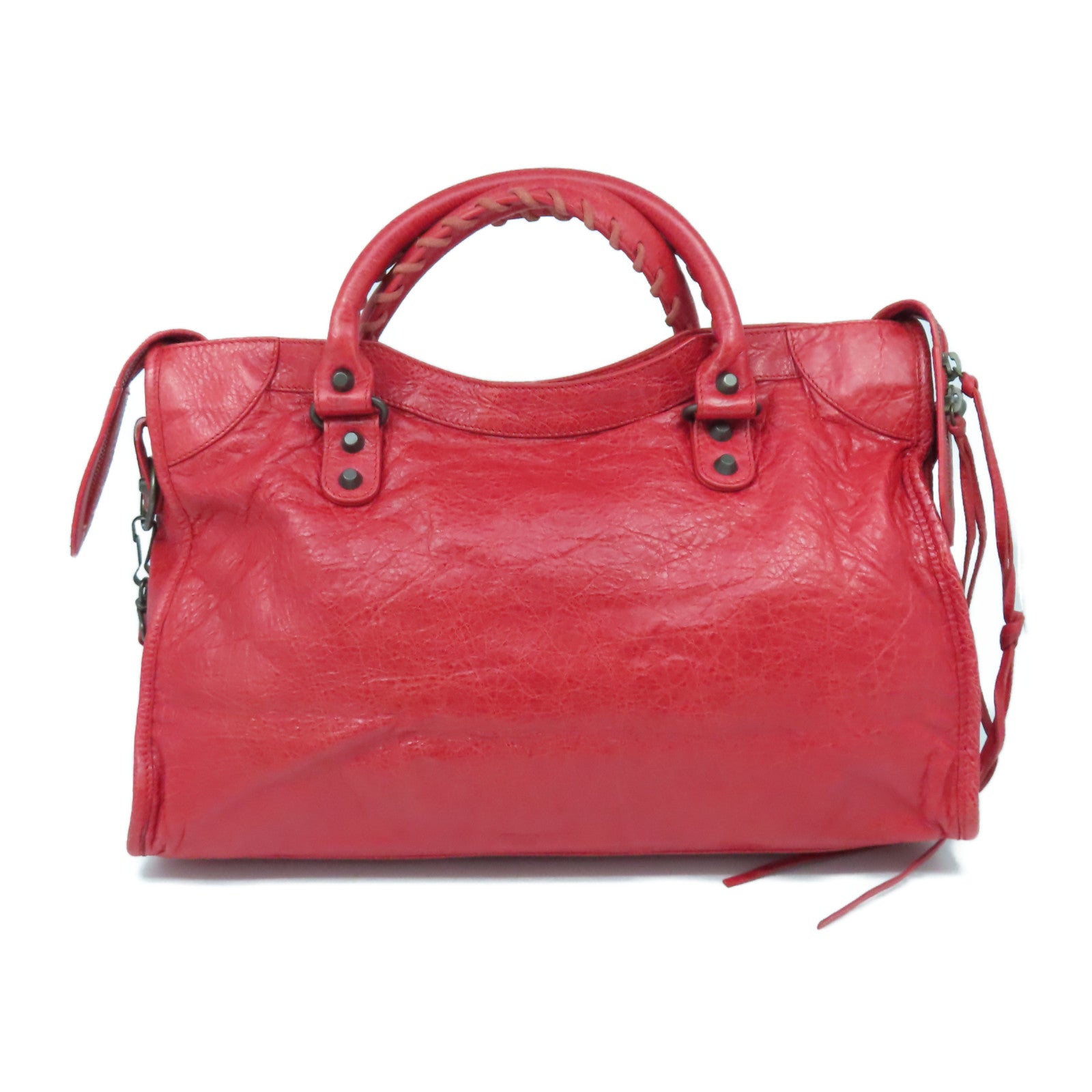 BALENCIAGA 牛皮皮革City手挽肩背兩用袋紅色