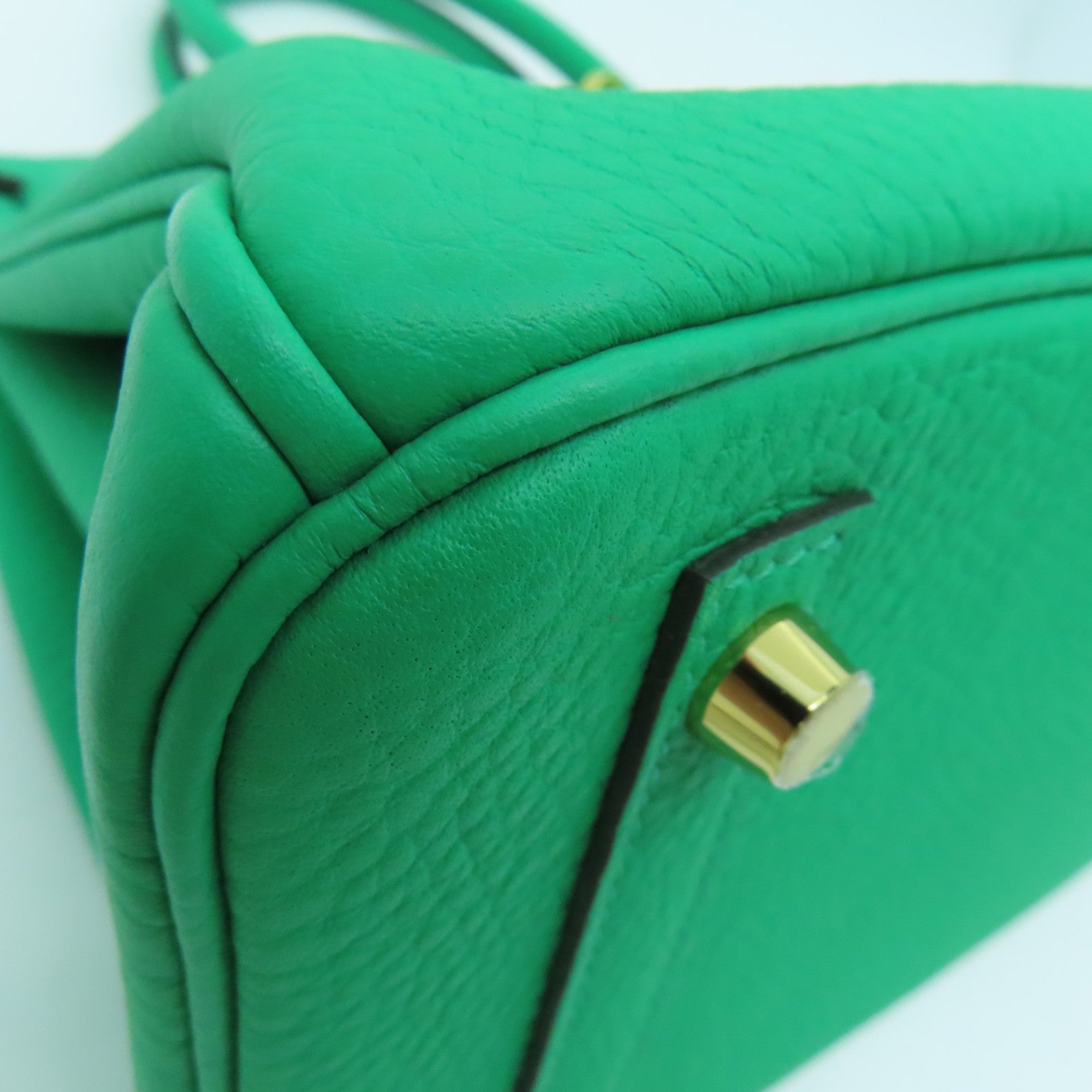 HERMES Clemence皮革Birkin 30 Hand Bag金扣手提包绿色6W