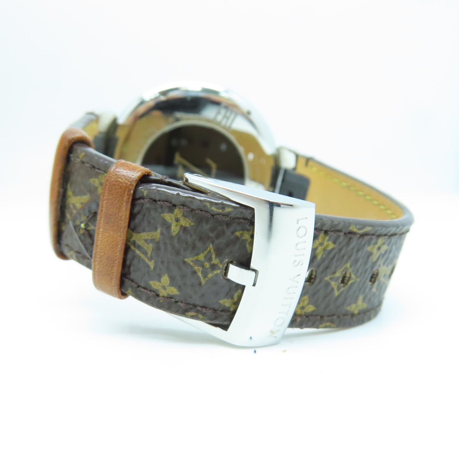 LOUIS VUITTON 【激減優惠】Tambour Horizon不鏽鋼/Monogram電子手錶黑色