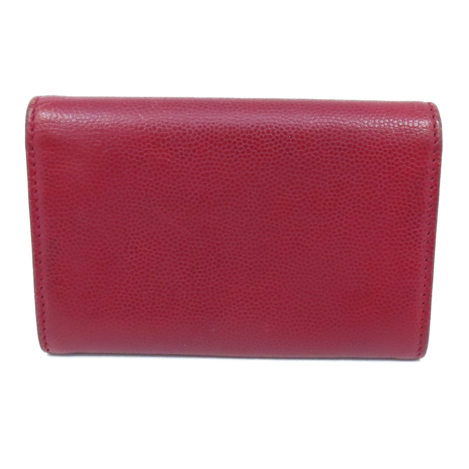 CHANEL 牛皮皮革Card Case银扣卡片套红色
