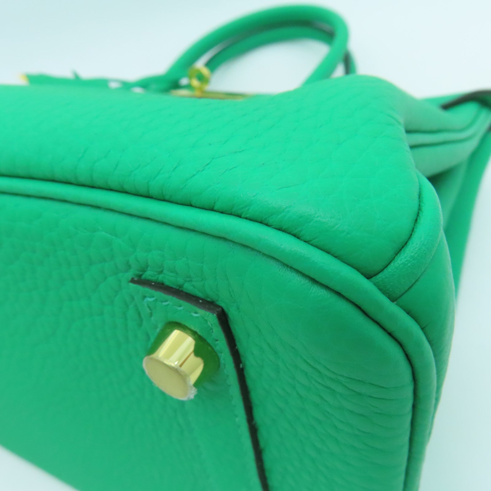 HERMES Clemence皮革Birkin 30 Hand Bag金扣手提包绿色6W