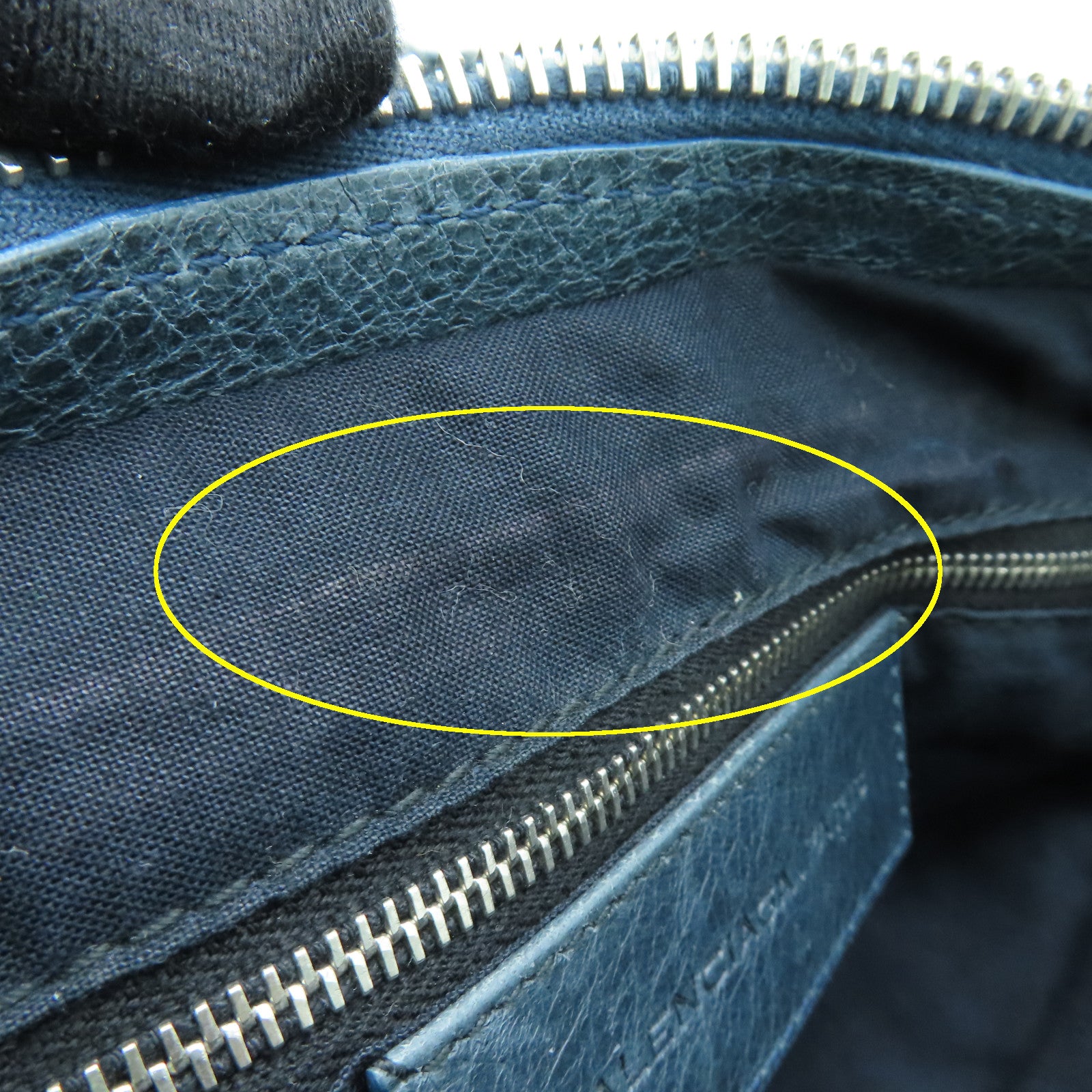 BALENCIAGA 牛皮皮革Giant City銀扣手挽肩背兩用袋藍色