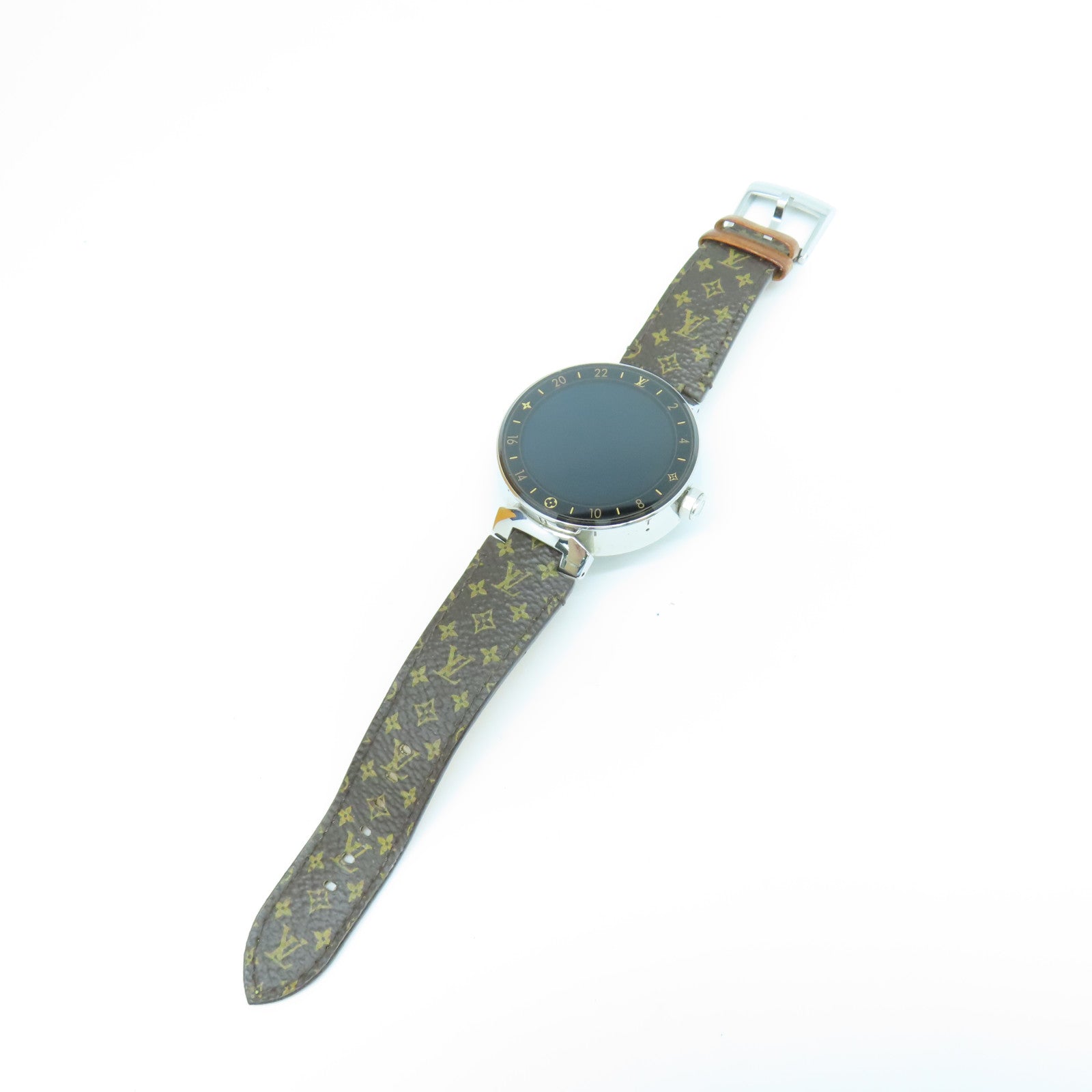 LOUIS VUITTON 【激減優惠】Tambour Horizon不鏽鋼/Monogram電子手錶黑色