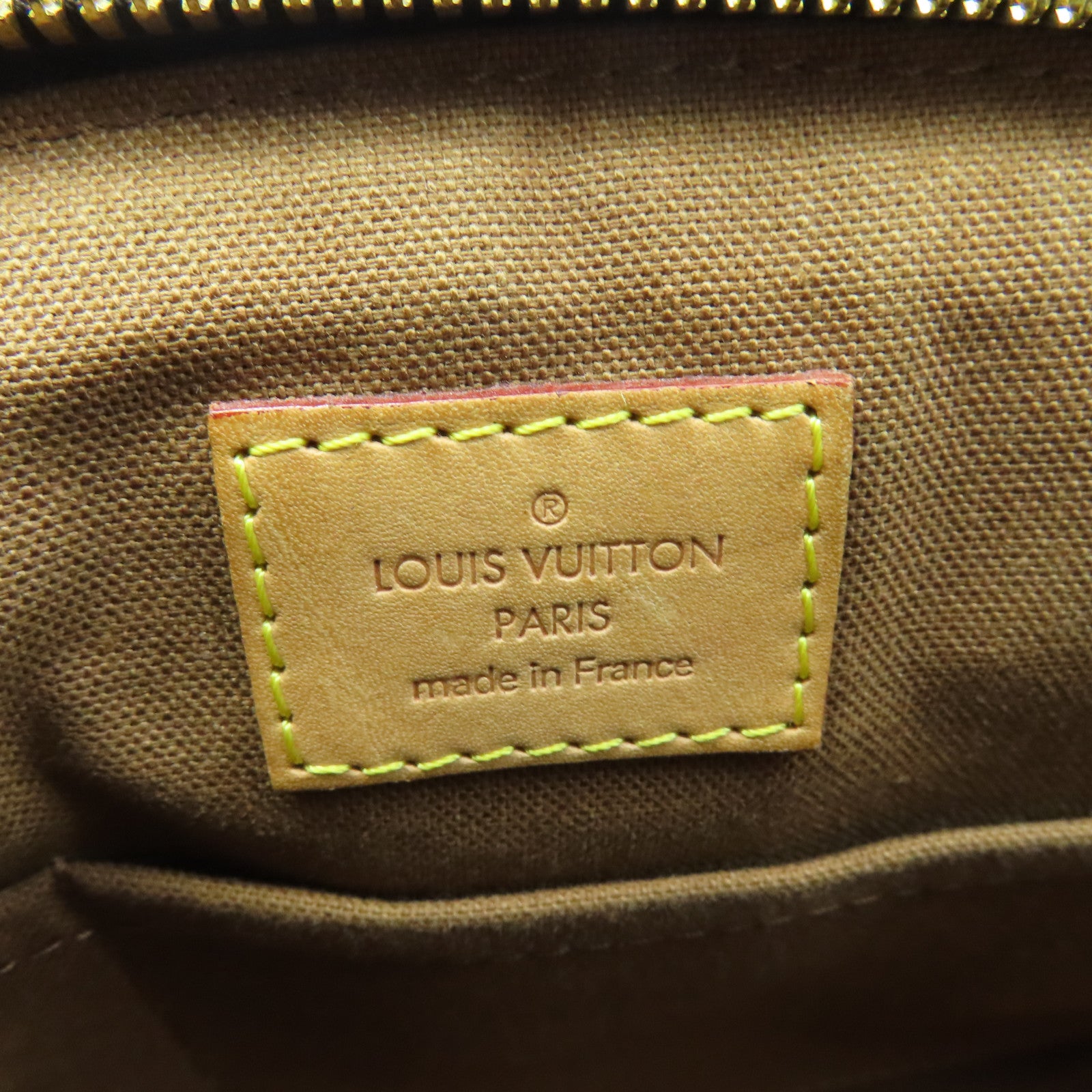 LOUIS VUITTON Monogram Tivoli PM Gold Buckle Handle Bag Brown