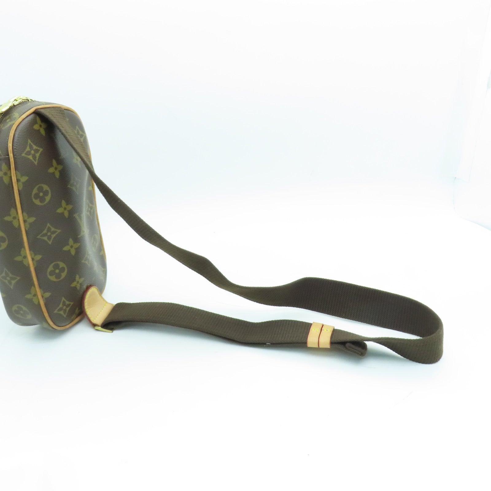 LOUIS VUITTON Monogram Pochette Gange金扣腰包/肩背袋/啡色