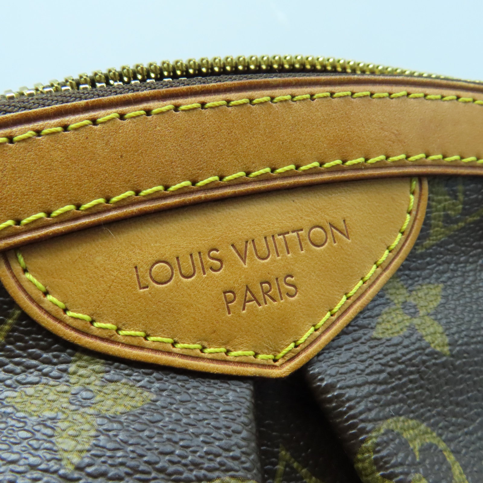 LOUIS VUITTON Monogram Tivoli PM Gold Buckle Handle Bag Brown