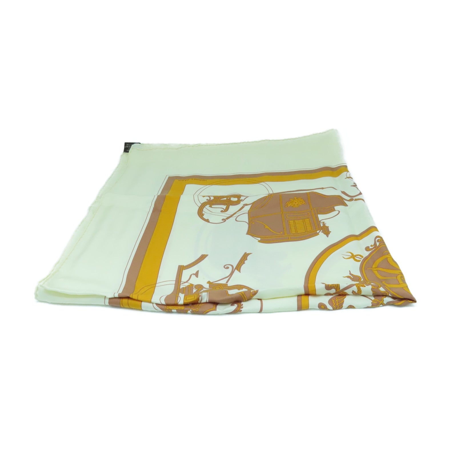 HERMES 絲質Scarf絲巾杏色/啡色/金色