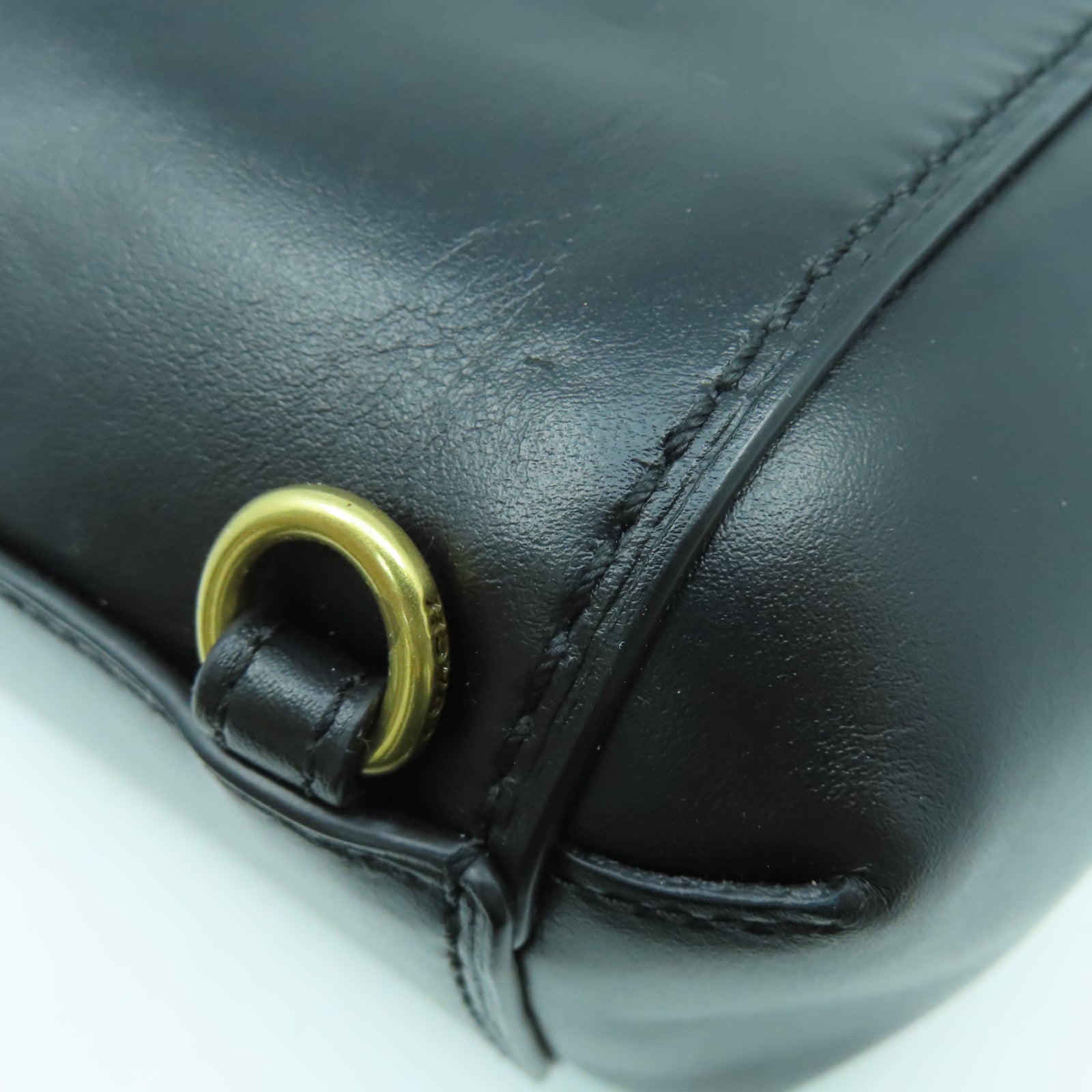 COACH 牛皮皮革Backpack金扣鏈帶肩背袋黑色