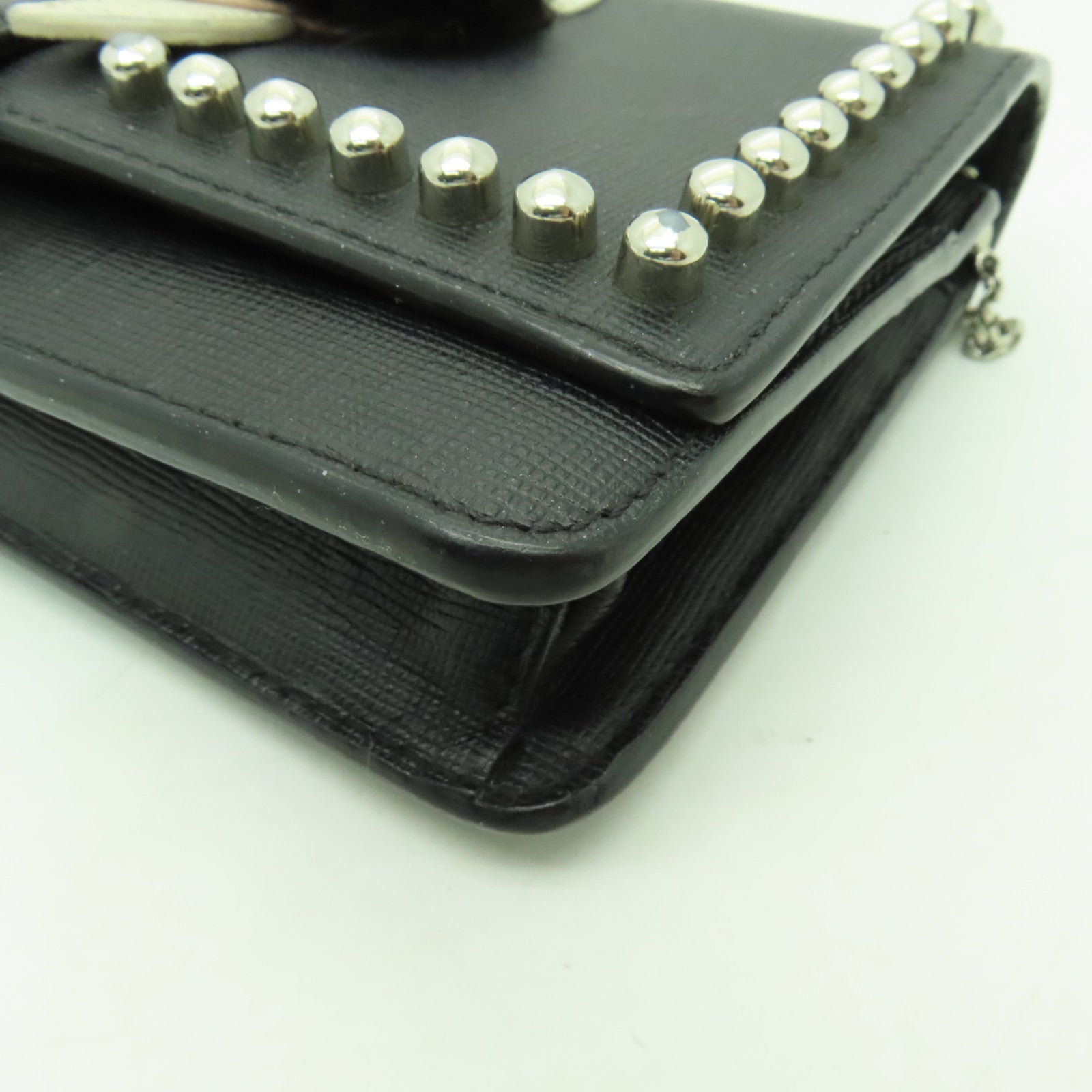 FENDI 牛皮皮革Karlito WOC銀扣鏈帶肩背袋黒色