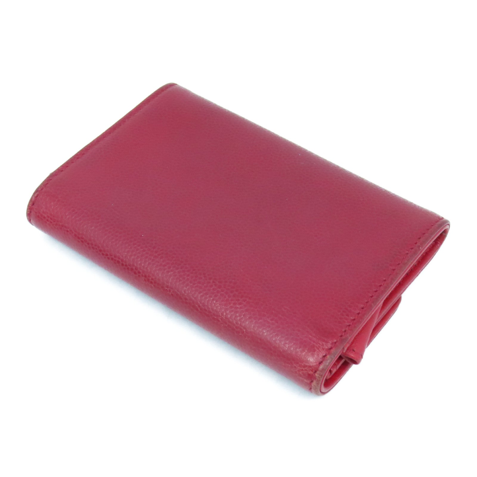 CHANEL 牛皮皮革Card Case银扣卡片套红色