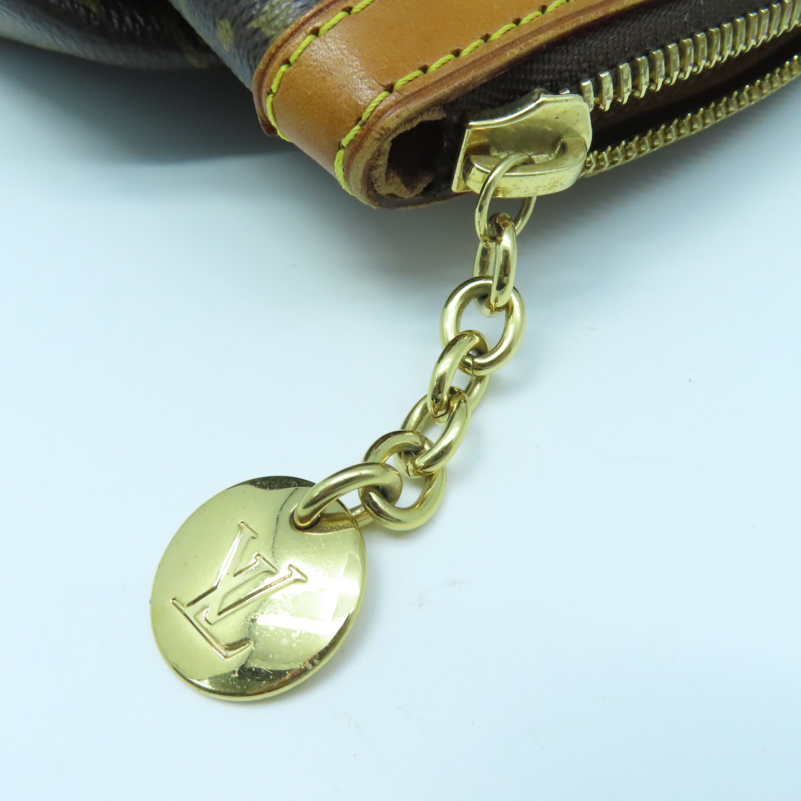 LOUIS VUITTON Monogram Tivoli PM Gold Buckle Handle Bag Brown