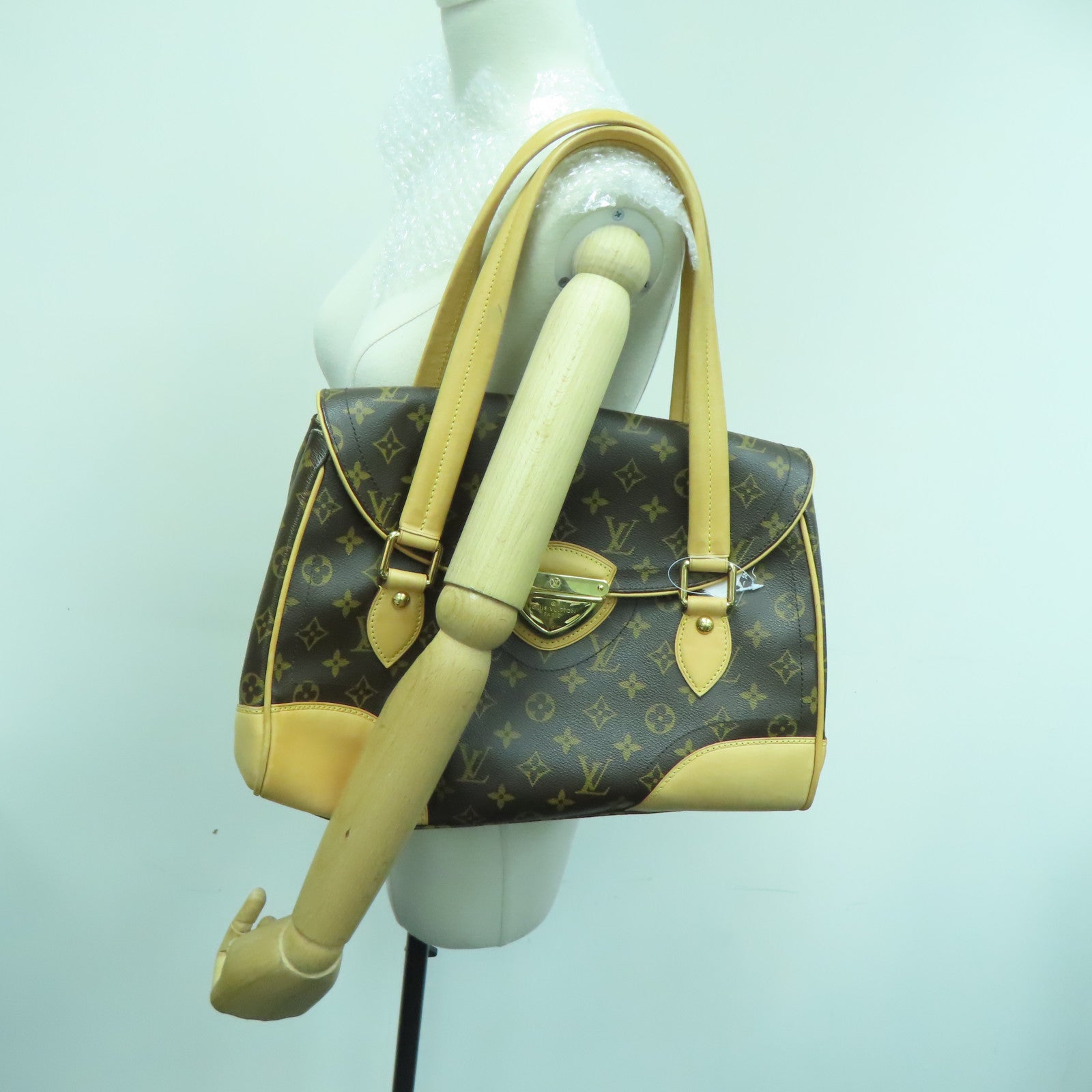 LOUIS VUITTON Monogram Beverly GM金扣手挽袋/肩背袋啡色