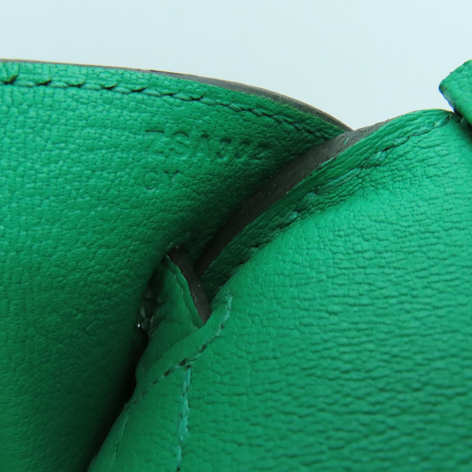 HERMES Clemence皮革Birkin 30 Hand Bag金扣手提包绿色6W