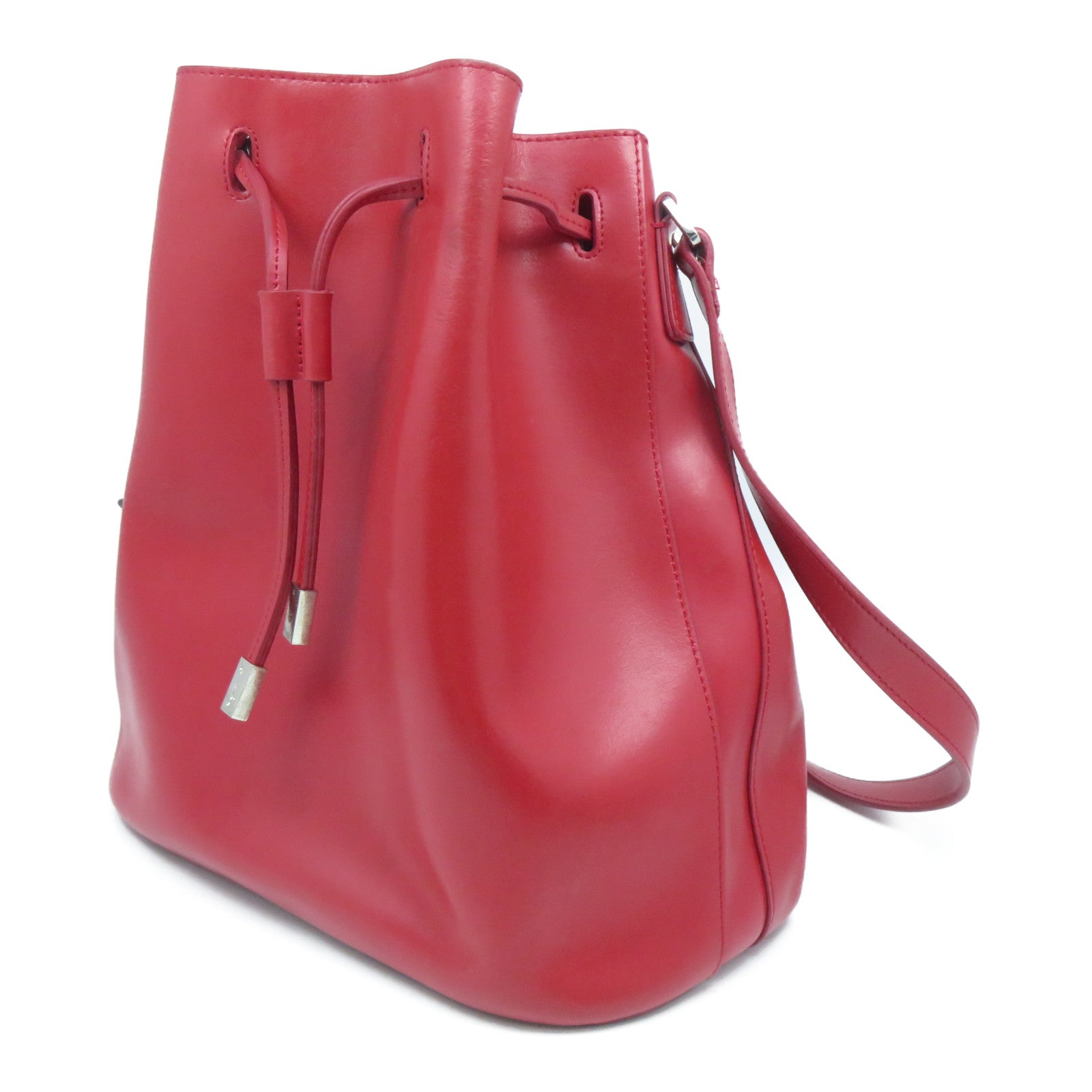 agnes b. 牛皮皮革Shoulder Bag銀扣肩背袋紅色