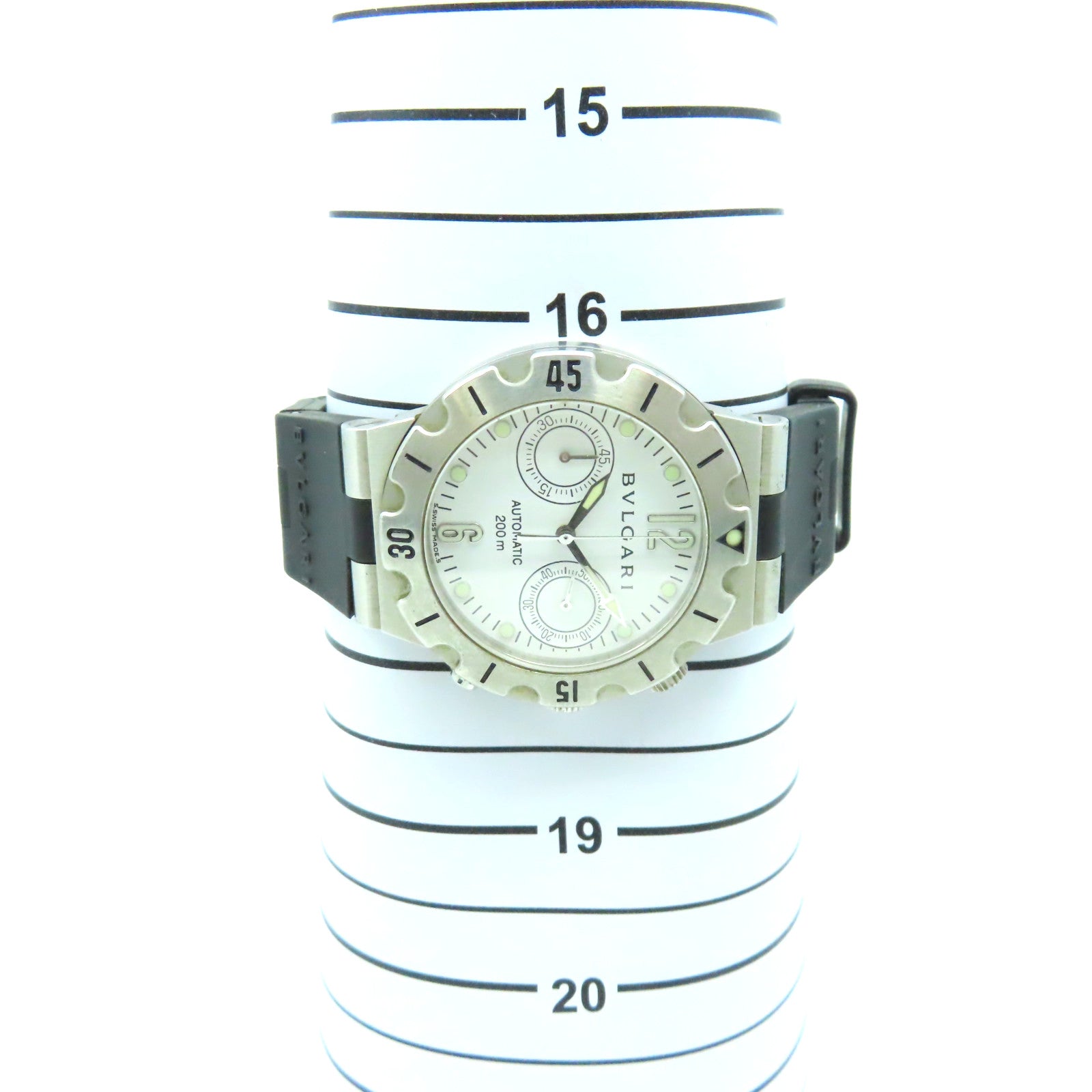BVLGARI Diagono Fabrique En Suisse Watch不鏽鋼/橡膠帶自動機芯手錶白色/黑色